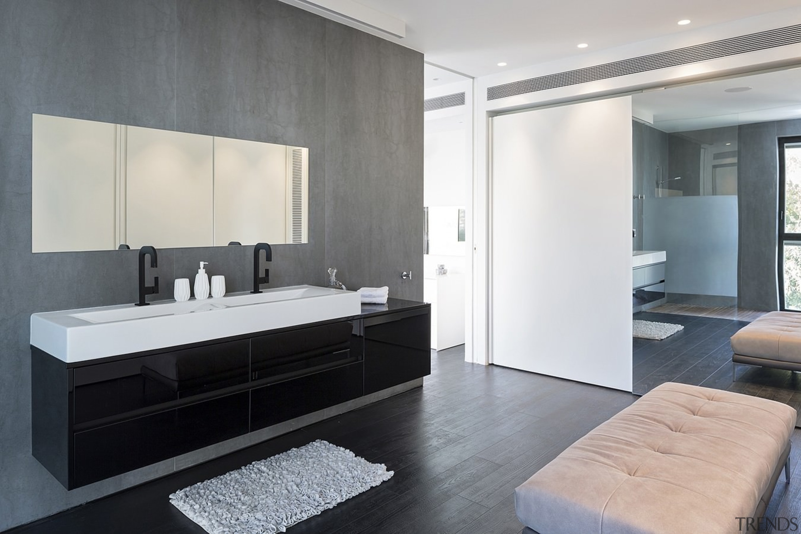 Architect: Shachar-Rozenfeld architectsPhotography by Shai Epstein architecture, bathroom, floor, flooring, interior design, product design, room, sink, gray, white