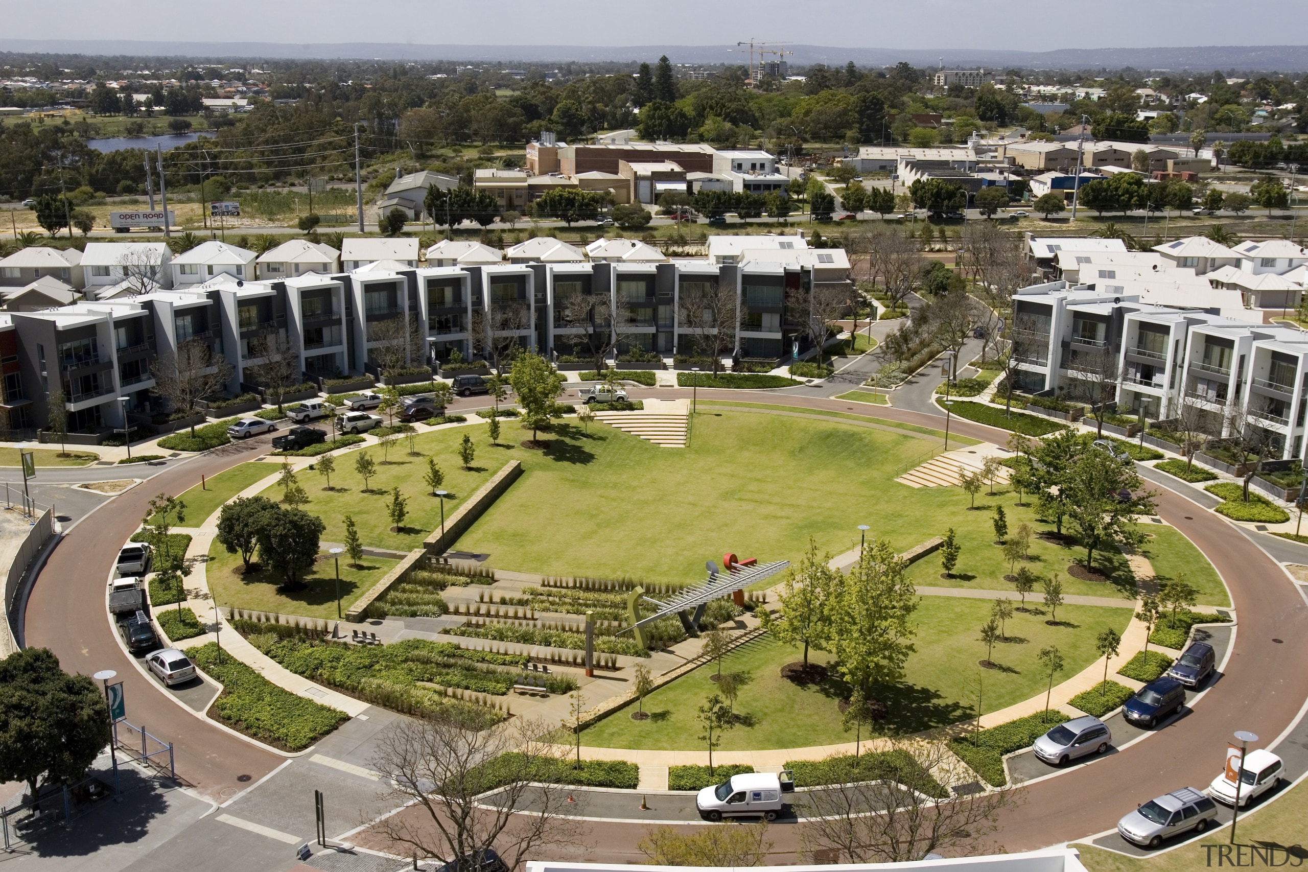 Birds eye view of new development of apartments bird's eye view, campus, city, mixed use, neighbourhood, real estate, residential area, suburb, urban area, urban design, brown