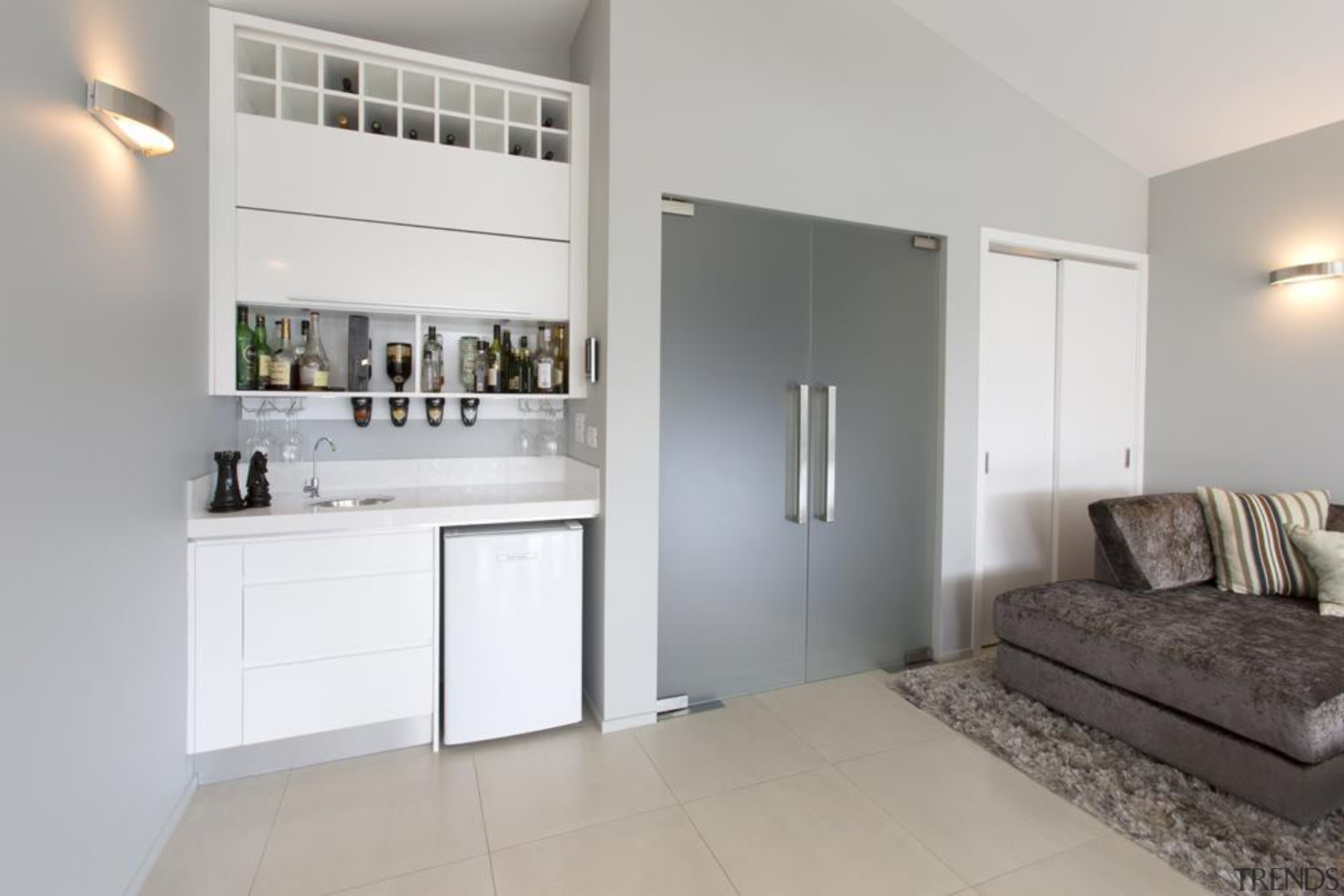 home bar, bar fridge - Forrest kitchen - home, interior design, property, real estate, room, gray