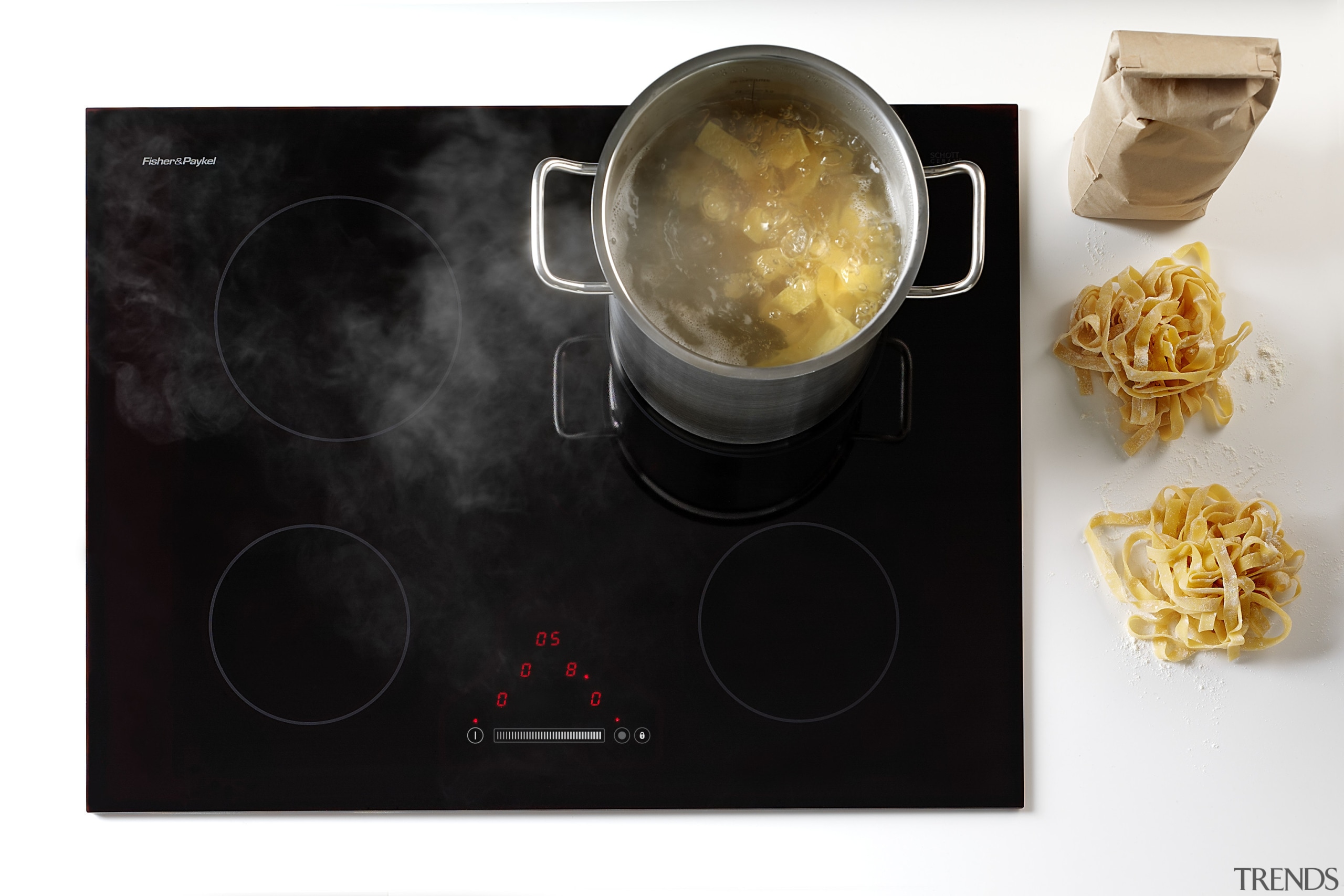 View of ceramic cooktops from Fisher &amp; Paykel. black, white