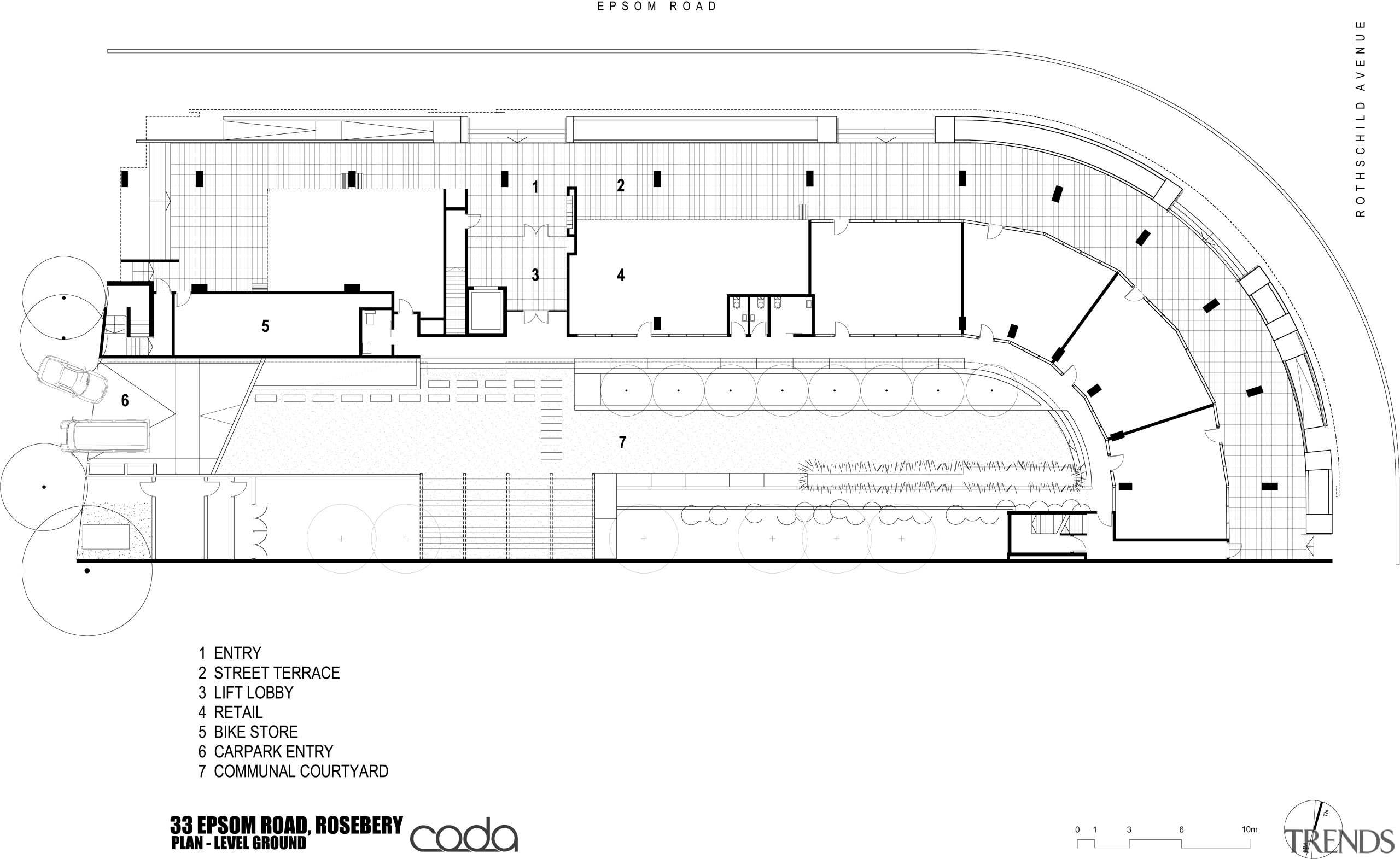Image of plans for Coda Apartments. - Image angle, architecture, area, black and white, diagram, drawing, floor plan, font, line, line art, plan, product design, structure, technical drawing, text, white