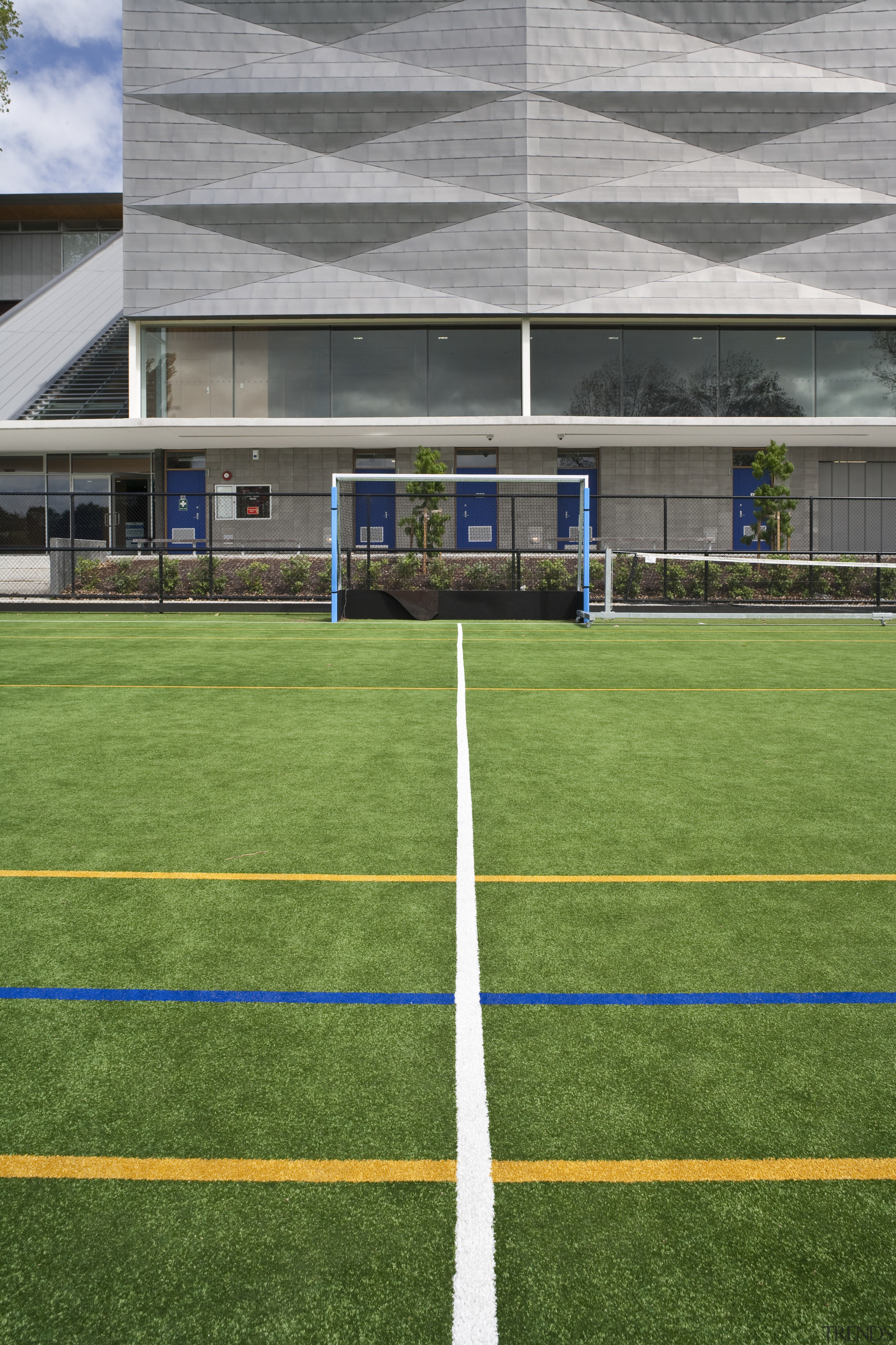 Exterior view of the St Kents' sporting facility artificial turf, ball game, grass, lawn, line, plant, soccer specific stadium, sport venue, sports, stadium, structure, team sport, green, gray
