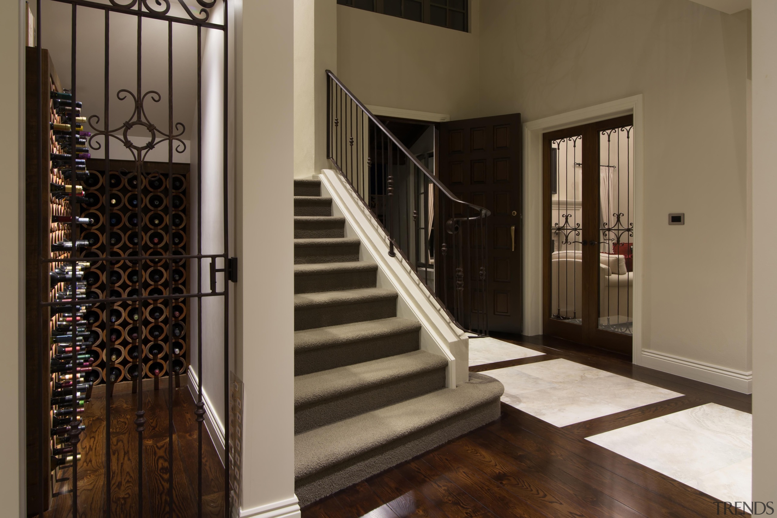 Img3520 - baluster | door | floor | baluster, door, floor, flooring, handrail, hardwood, home, interior design, iron, property, stairs, window, brown, black