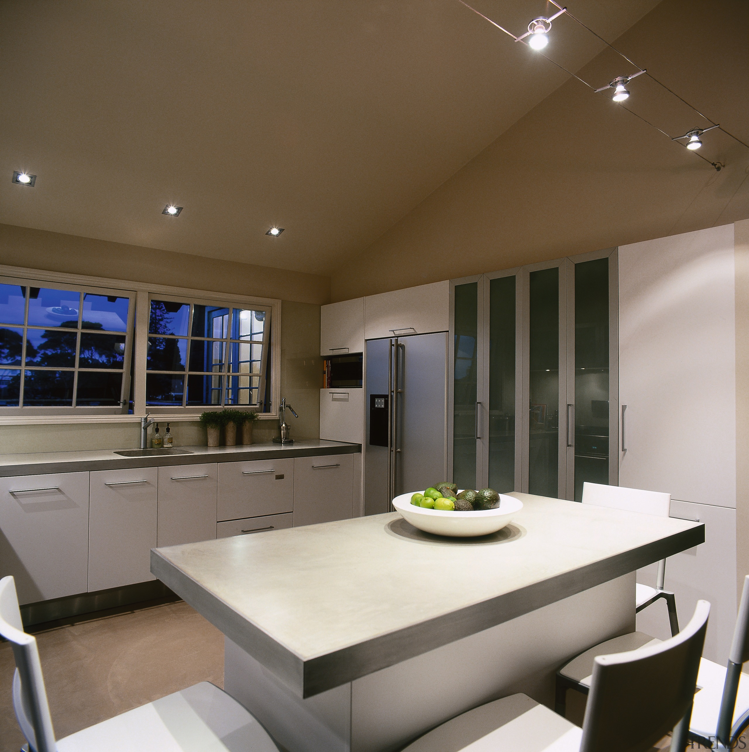 View of this dining &amp; kitchen area - ceiling, countertop, interior design, kitchen, real estate, table, brown, gray