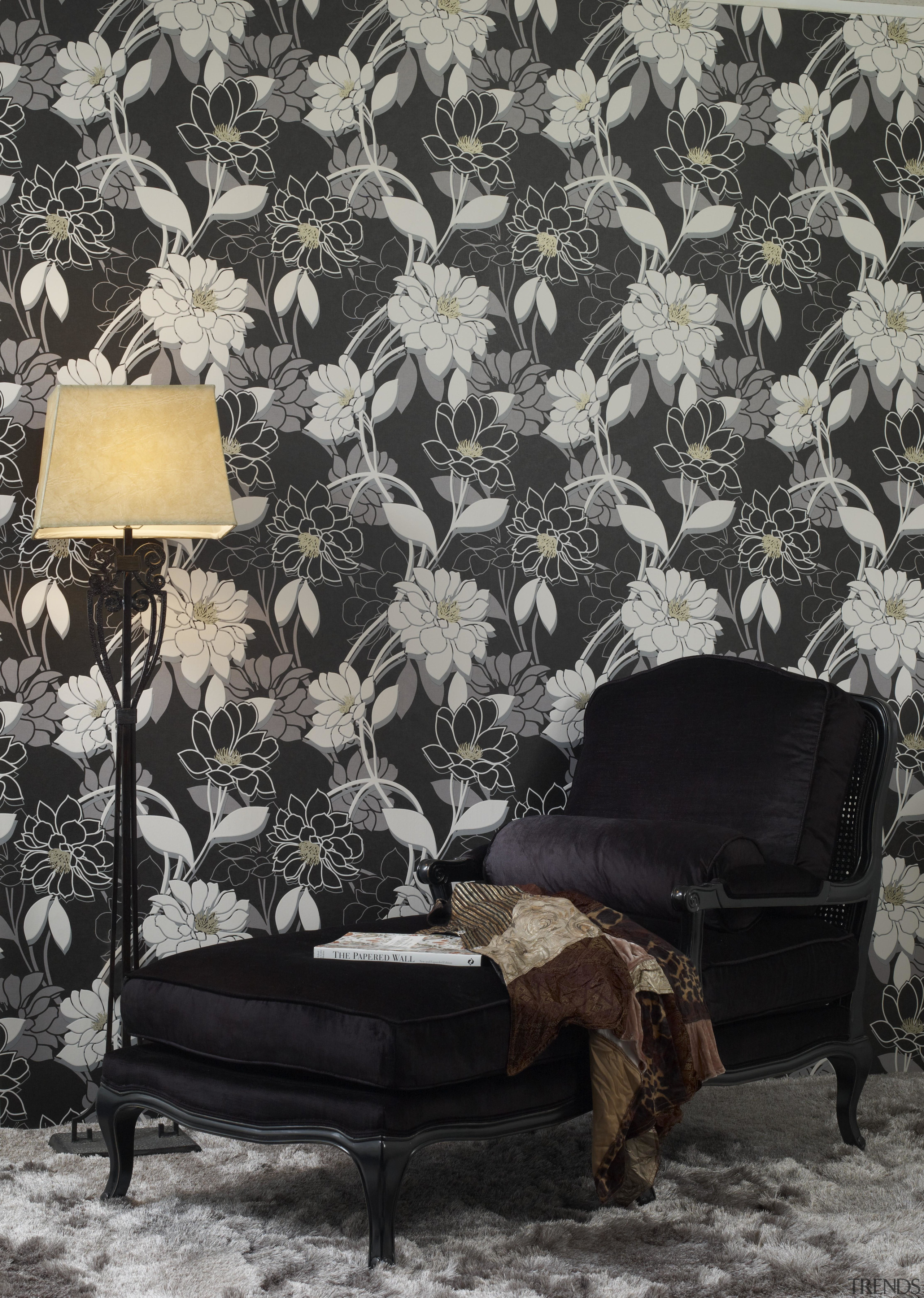Flower Power - chair | couch | furniture chair, couch, furniture, wallpaper, black, gray