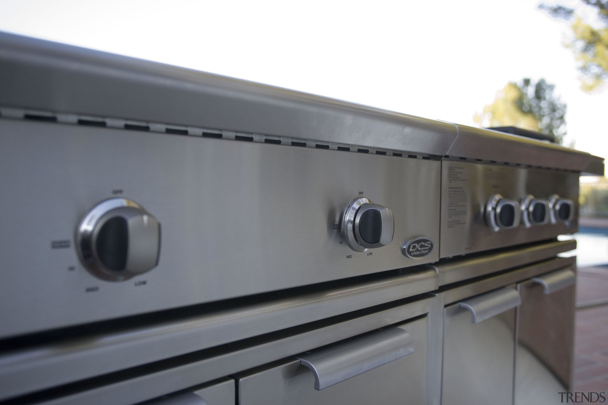 View of DCS outdoor cooking equipment by Fisher gray