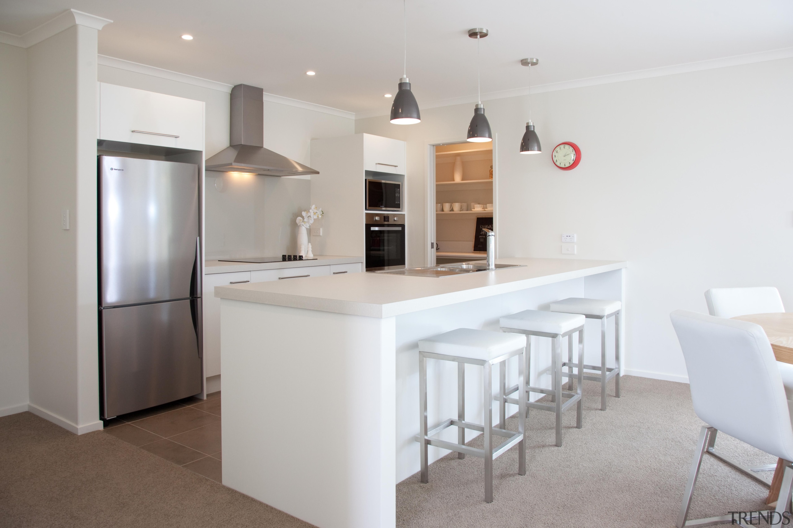 In our Whangarei showhomeFor more information, please visit countertop, home, interior design, kitchen, property, real estate, room, gray, white