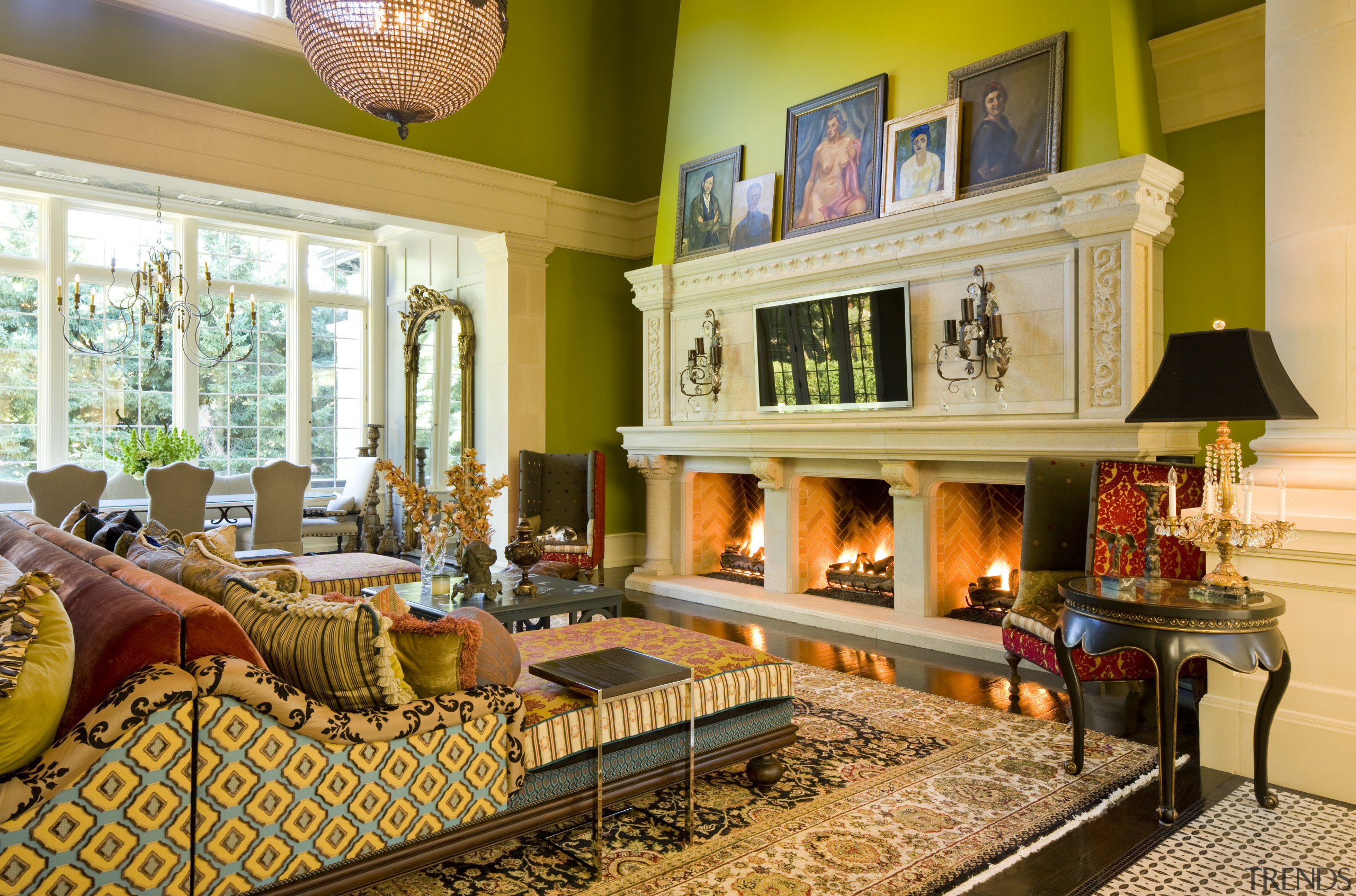 The family room in this Italianate house features home, interior design, living room, real estate, room, window, orange, brown