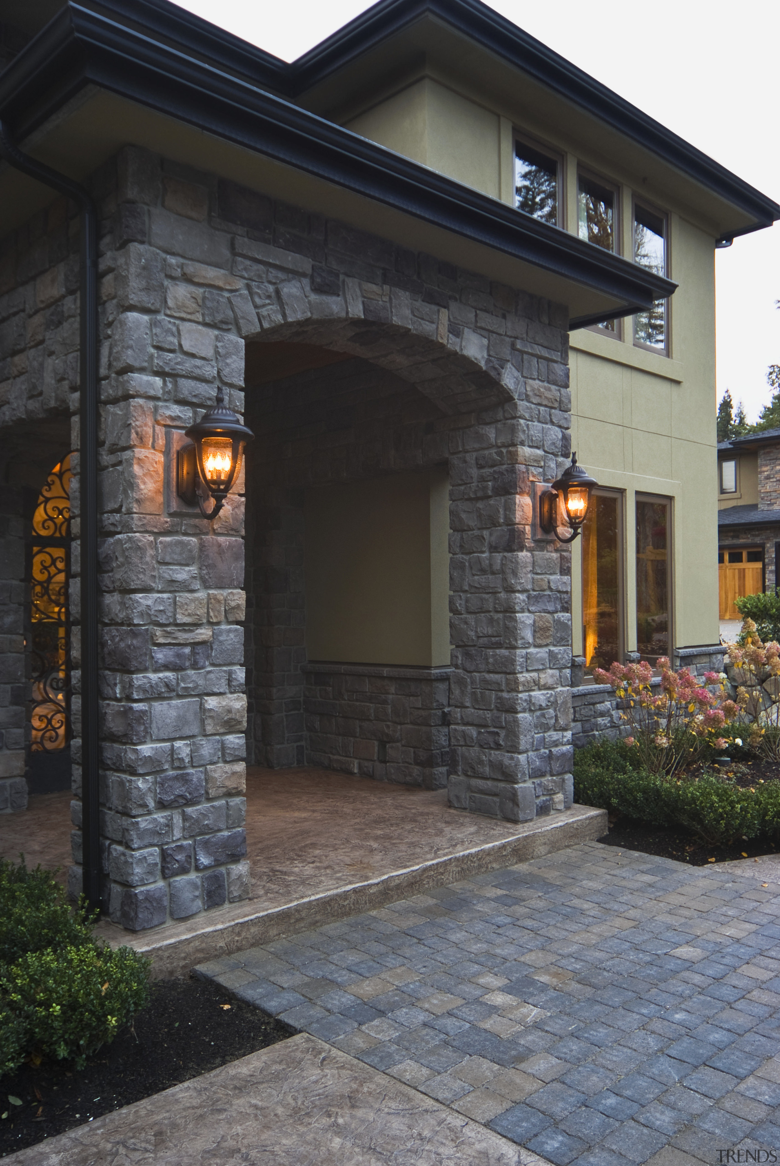 Images of the exterior of this home with brick, brickwork, door, facade, fireplace, home, house, lighting, porch, real estate, siding, walkway, window, black, gray