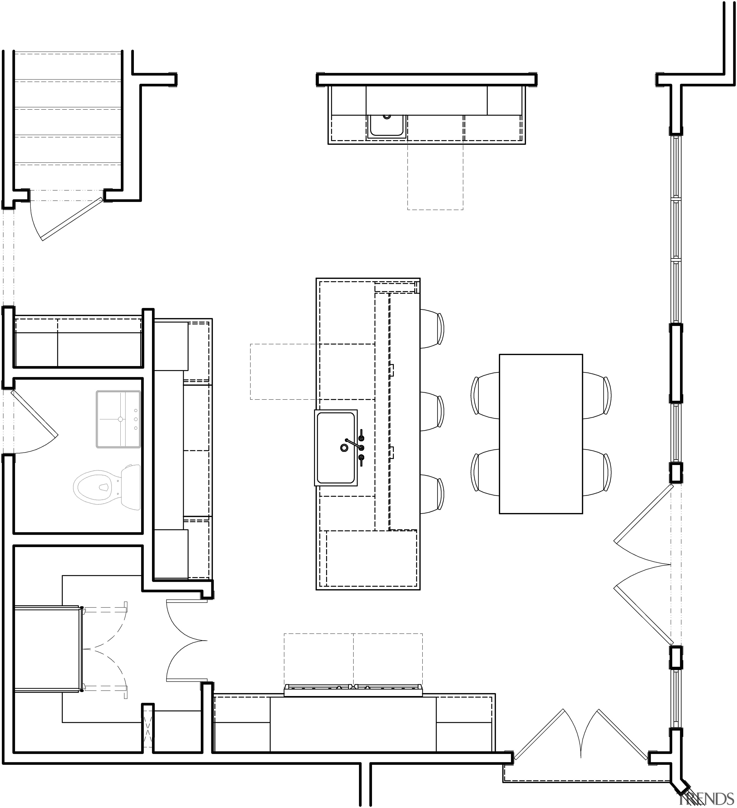 Remodeled transitional kitchen by Drury Design - Remodeled angle, area, black and white, design, diagram, drawing, floor plan, font, line, plan, product, product design, structure, technical drawing, white