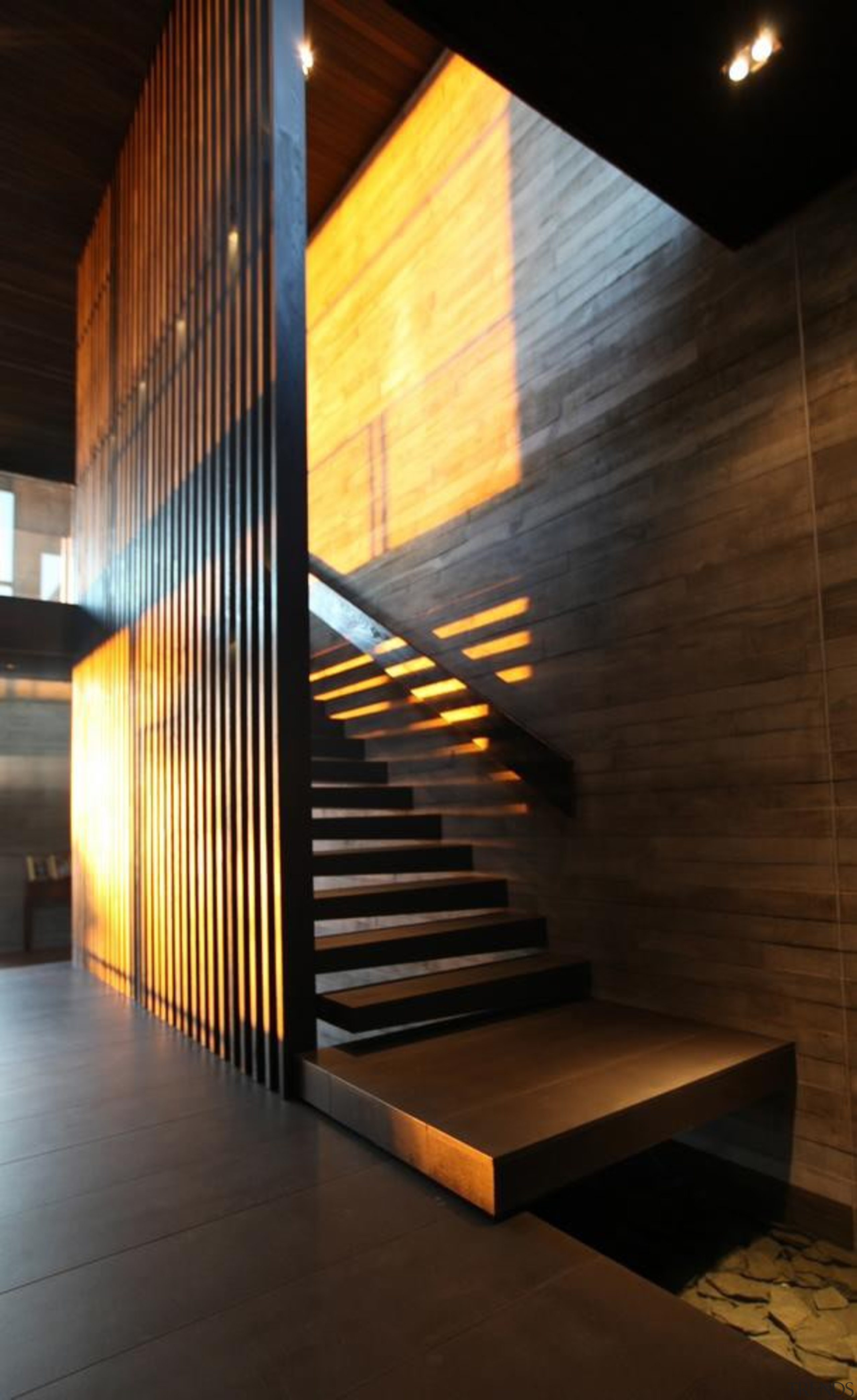 Westmere House - Westmere House - architecture | architecture, ceiling, daylighting, interior design, light, lighting, lobby, stairs, wall, wood, brown