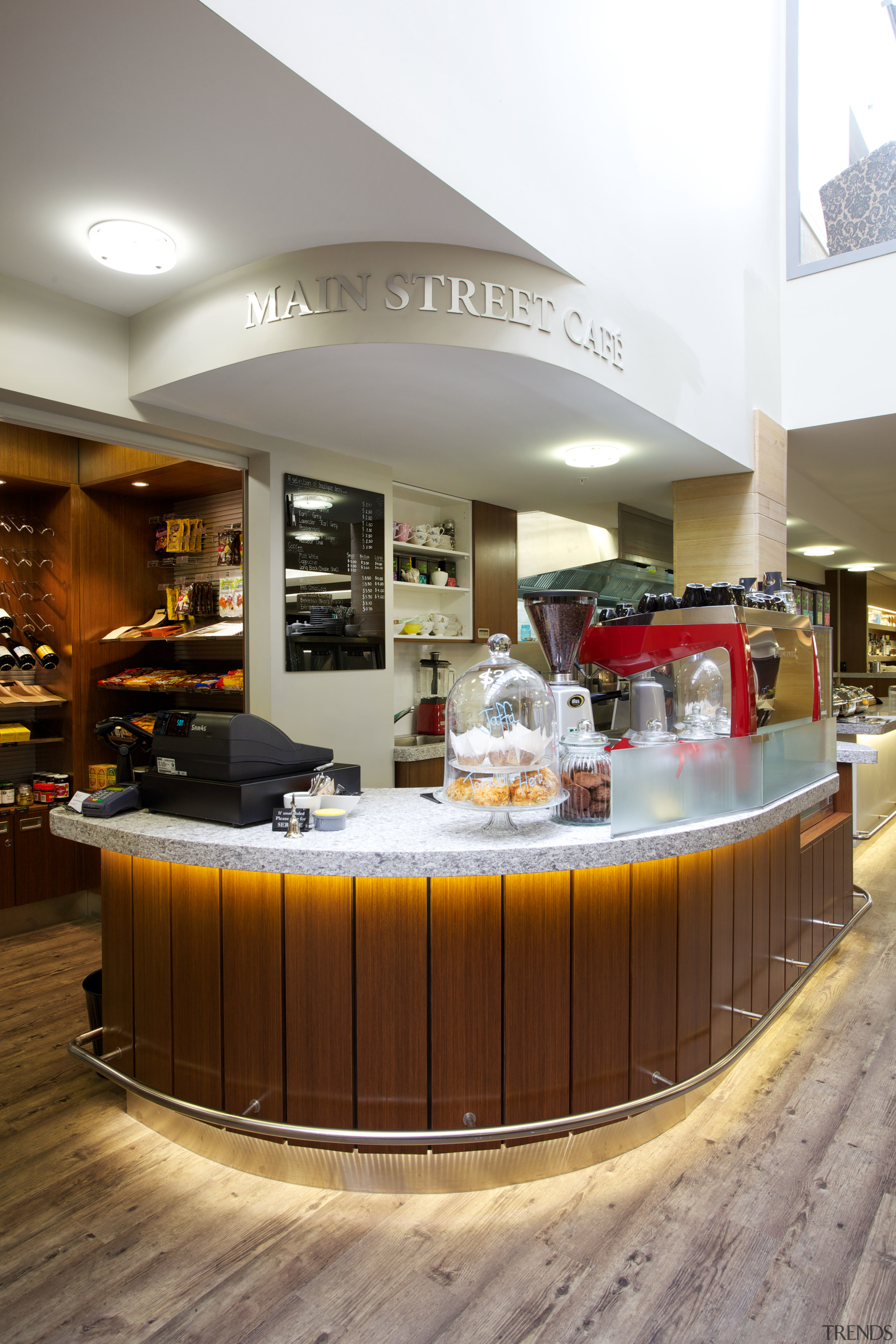 The Main Street Café at Eden Village features interior design, restaurant, brown, gray, white