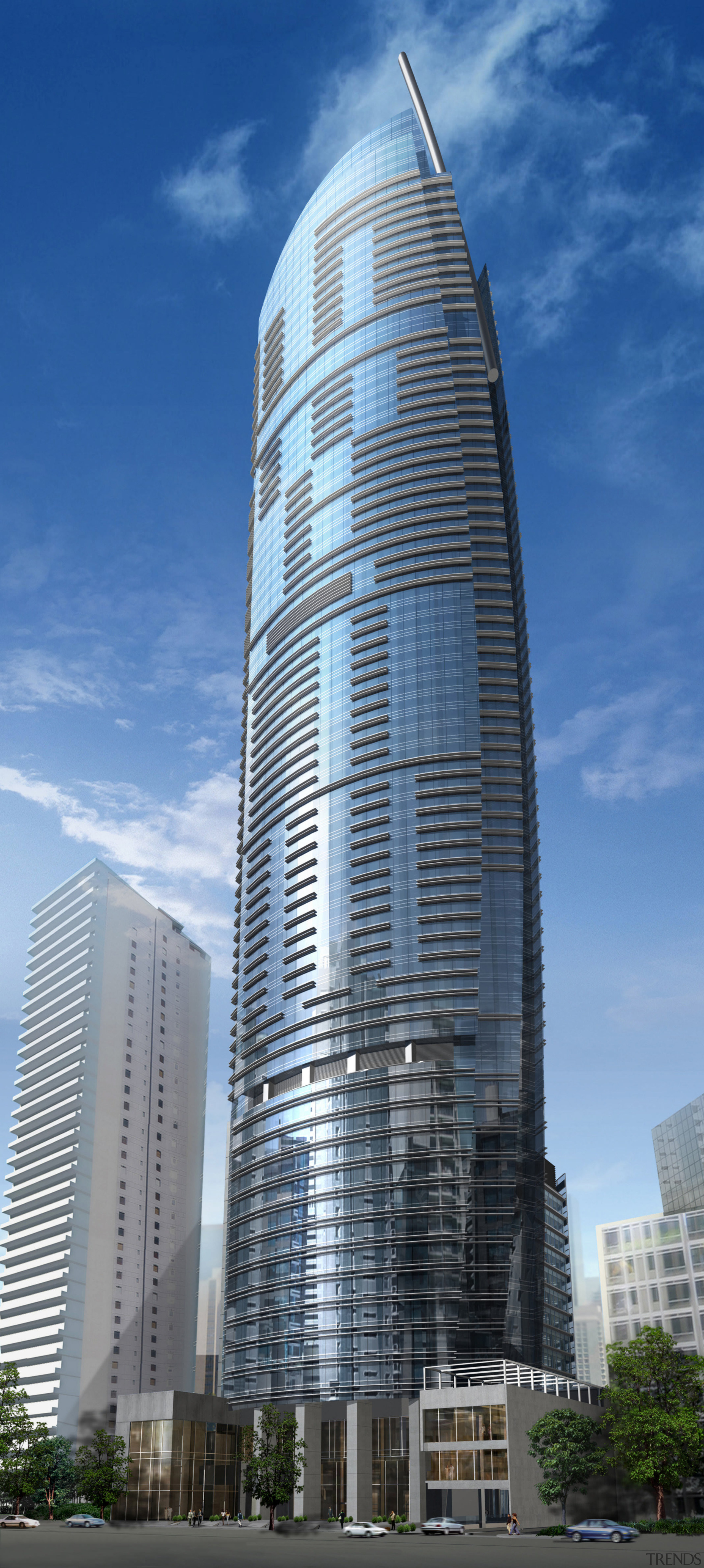 Images of the design of a 79-storey tower architecture, building, city, cityscape, commercial building, condominium, corporate headquarters, daytime, headquarters, landmark, metropolis, metropolitan area, mixed use, sky, skyline, skyscraper, tower, tower block, urban area, teal, blue