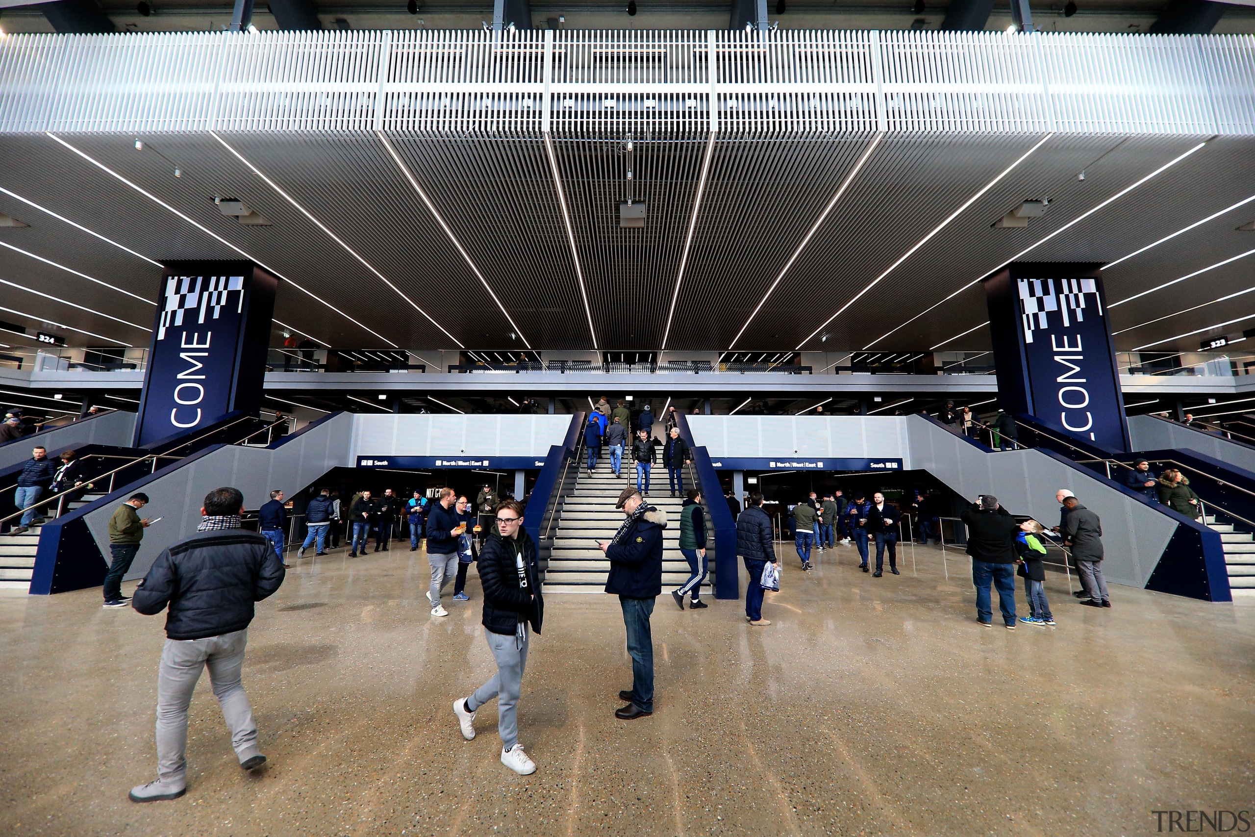 A stair entry to the new state-of-the-art Tottenham architecture, auto show, building, car, luxury vehicle, vehicle, black, gray