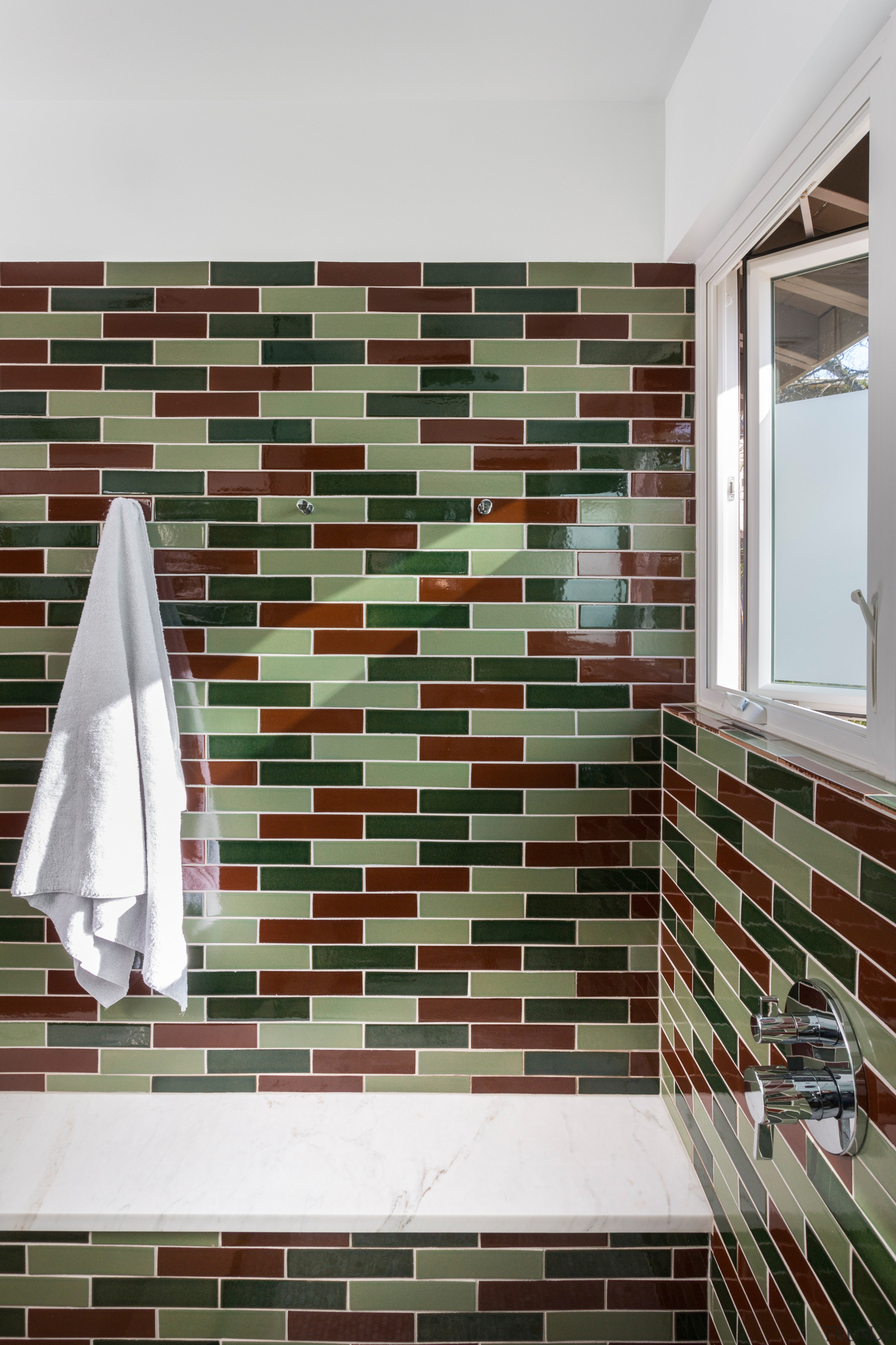 Small bathroom transformed with handmade tiles  - architecture, daylighting, floor, flooring, interior design, tile, wall, white