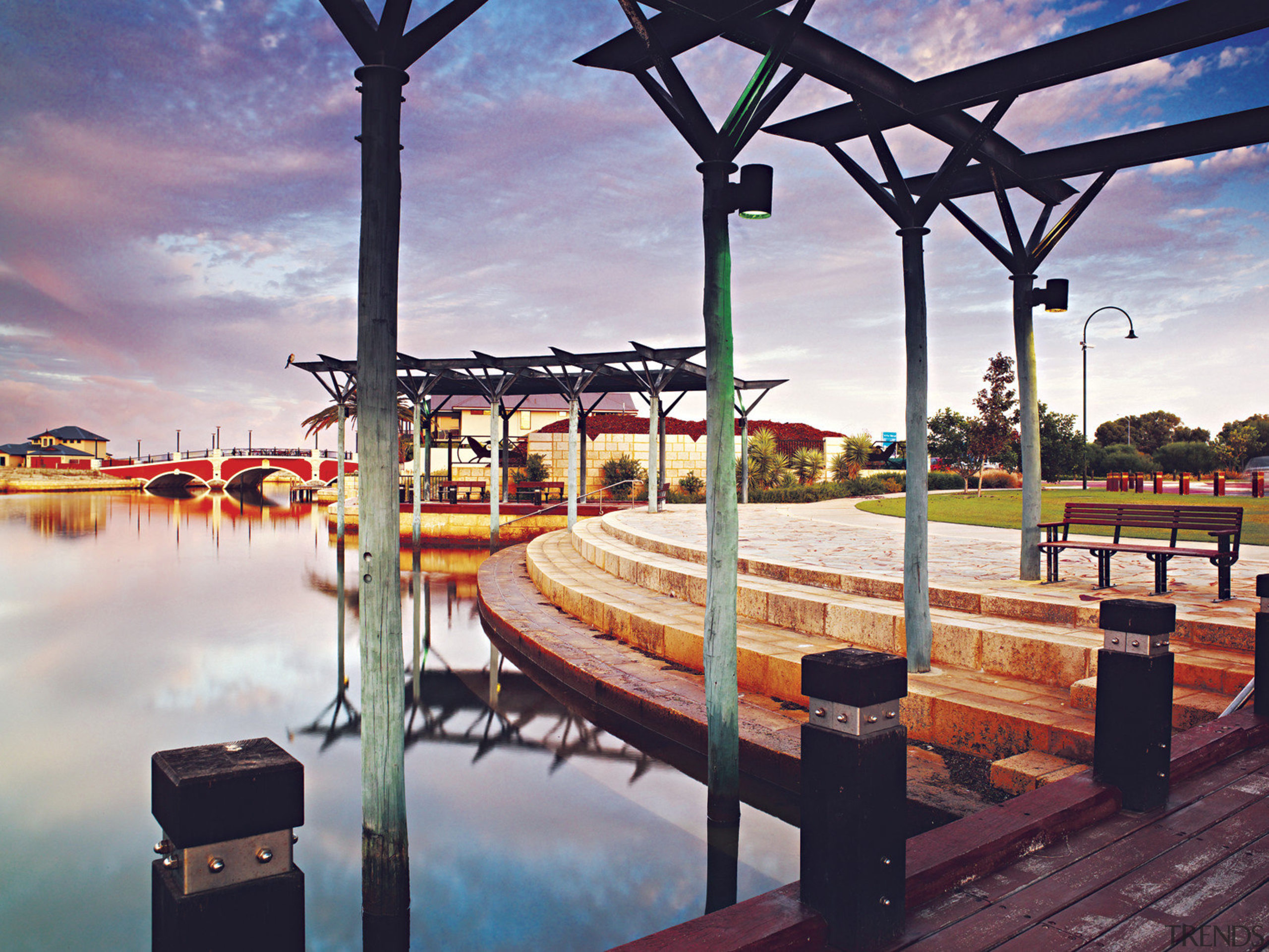 Mariners Cove includes a 94-hectare wildlife reserve with reflection, sky, water, purple