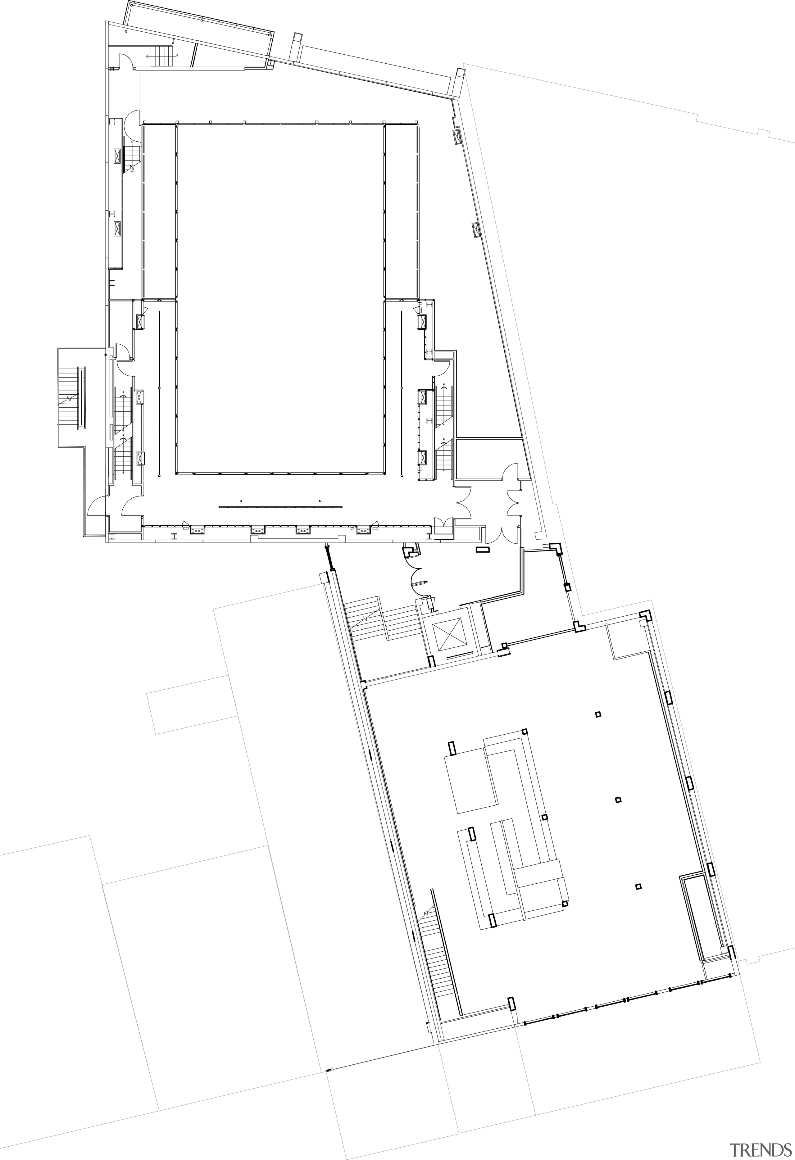 Here is a view of Auckland's Q theatre, angle, architecture, area, design, diagram, drawing, elevation, floor plan, line, plan, product, product design, structure, white