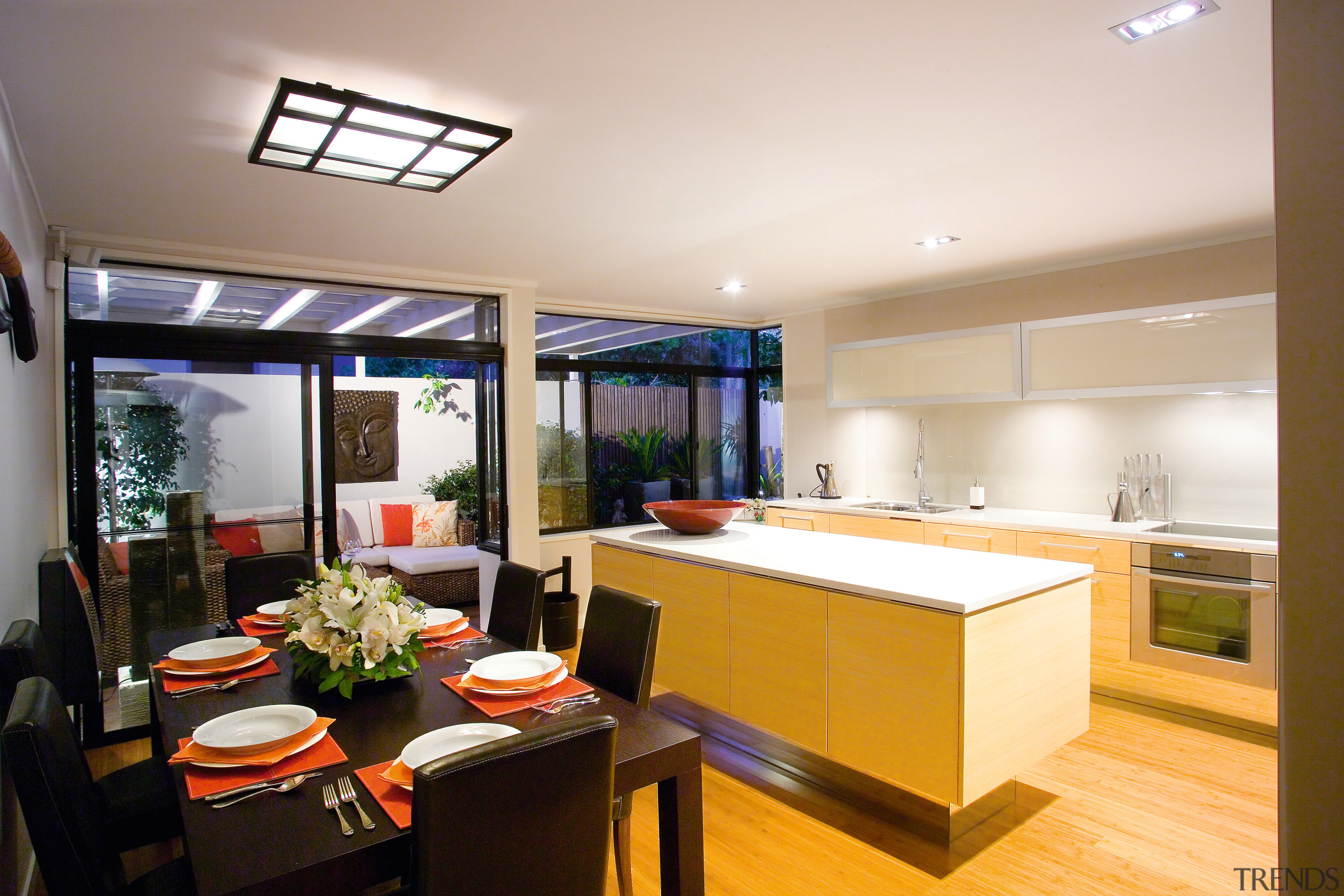 View of the formal dining area in this interior design, kitchen, real estate, white