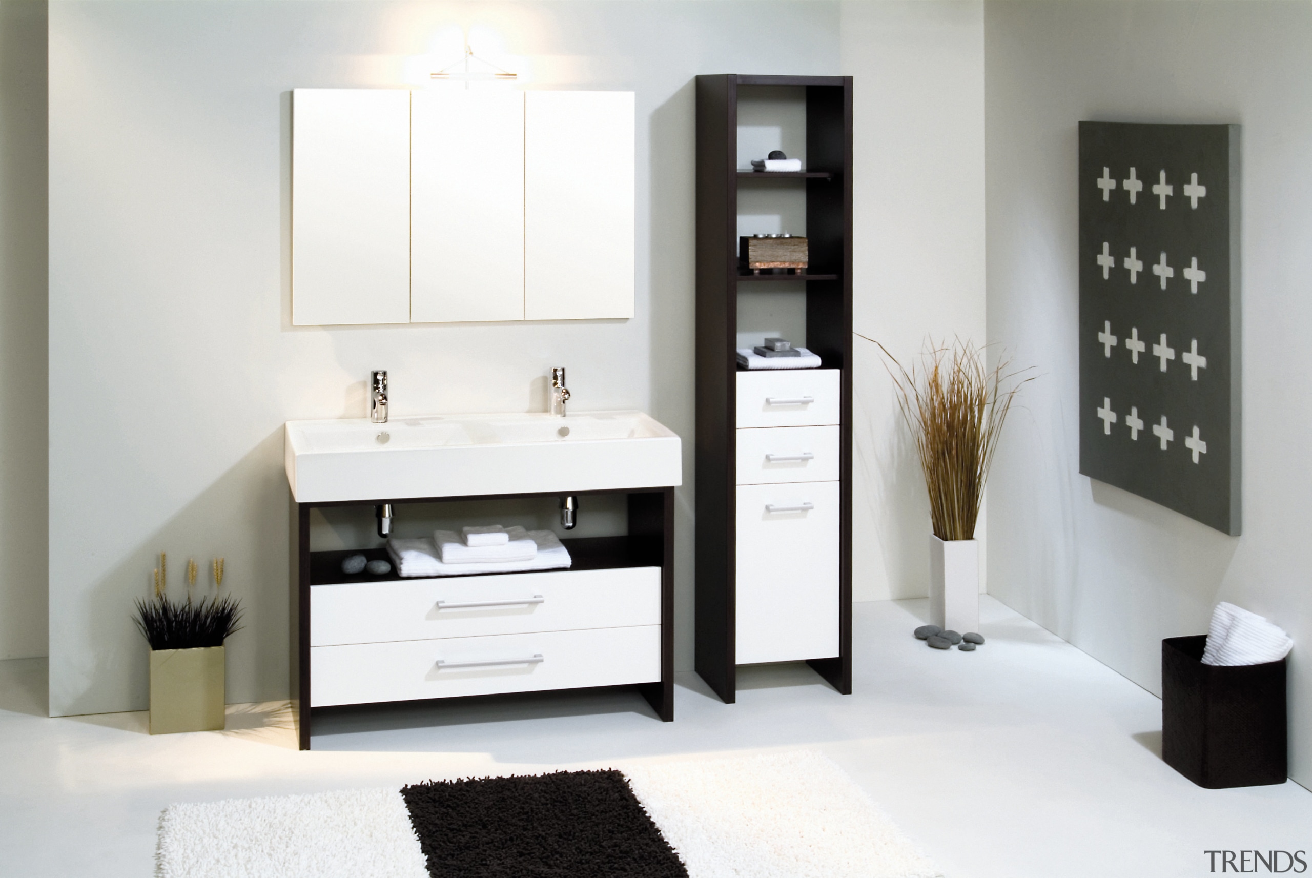 The view of a vanity unit and cabinetry bathroom, bathroom accessory, bathroom cabinet, furniture, plumbing fixture, product, product design, room, sink, white