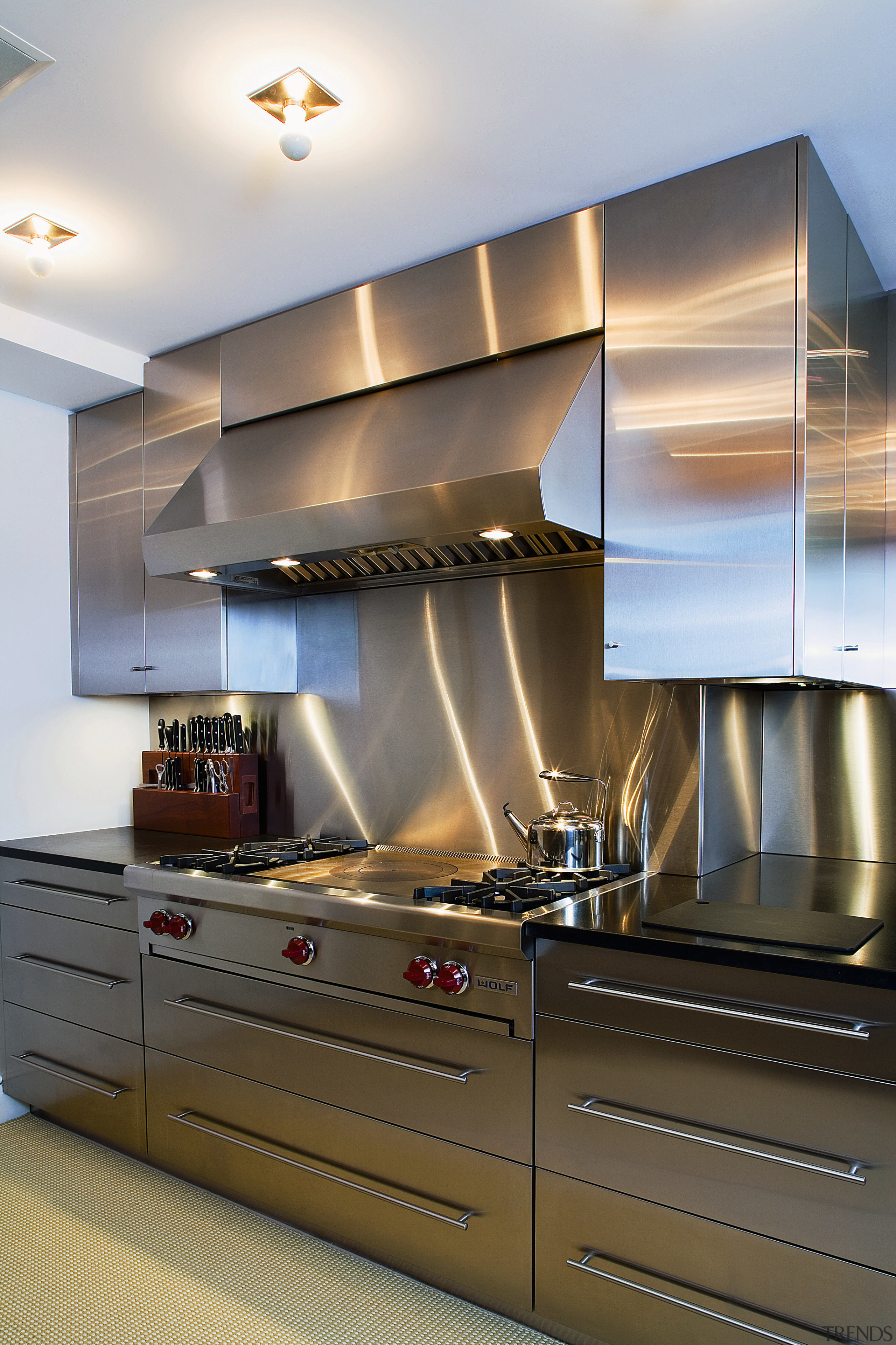 A view of a kitchen by St Charles cabinetry, ceiling, countertop, cuisine classique, interior design, kitchen, under cabinet lighting, gray, brown