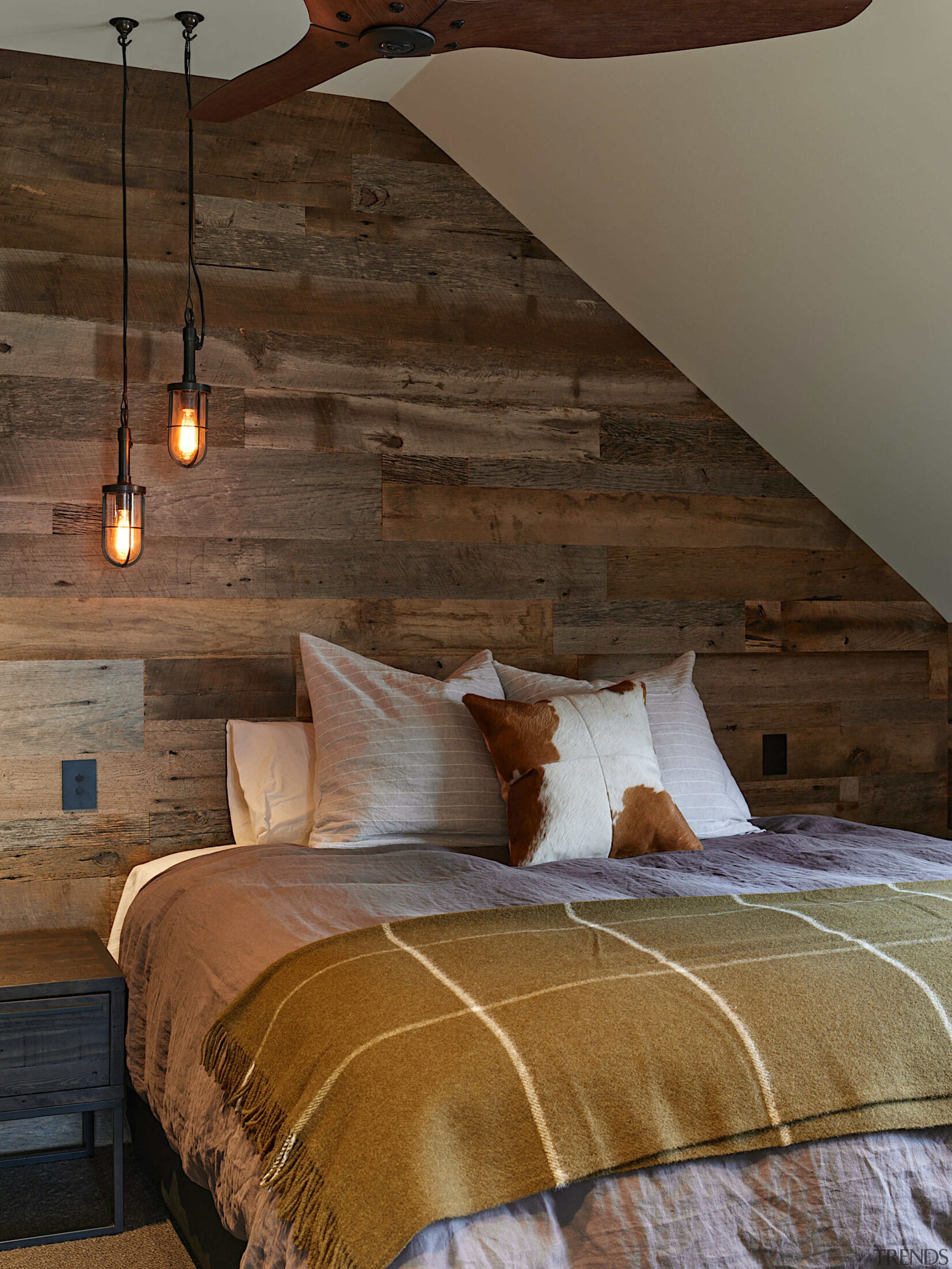 Bedroom with feature wood wall. - Escaping the 