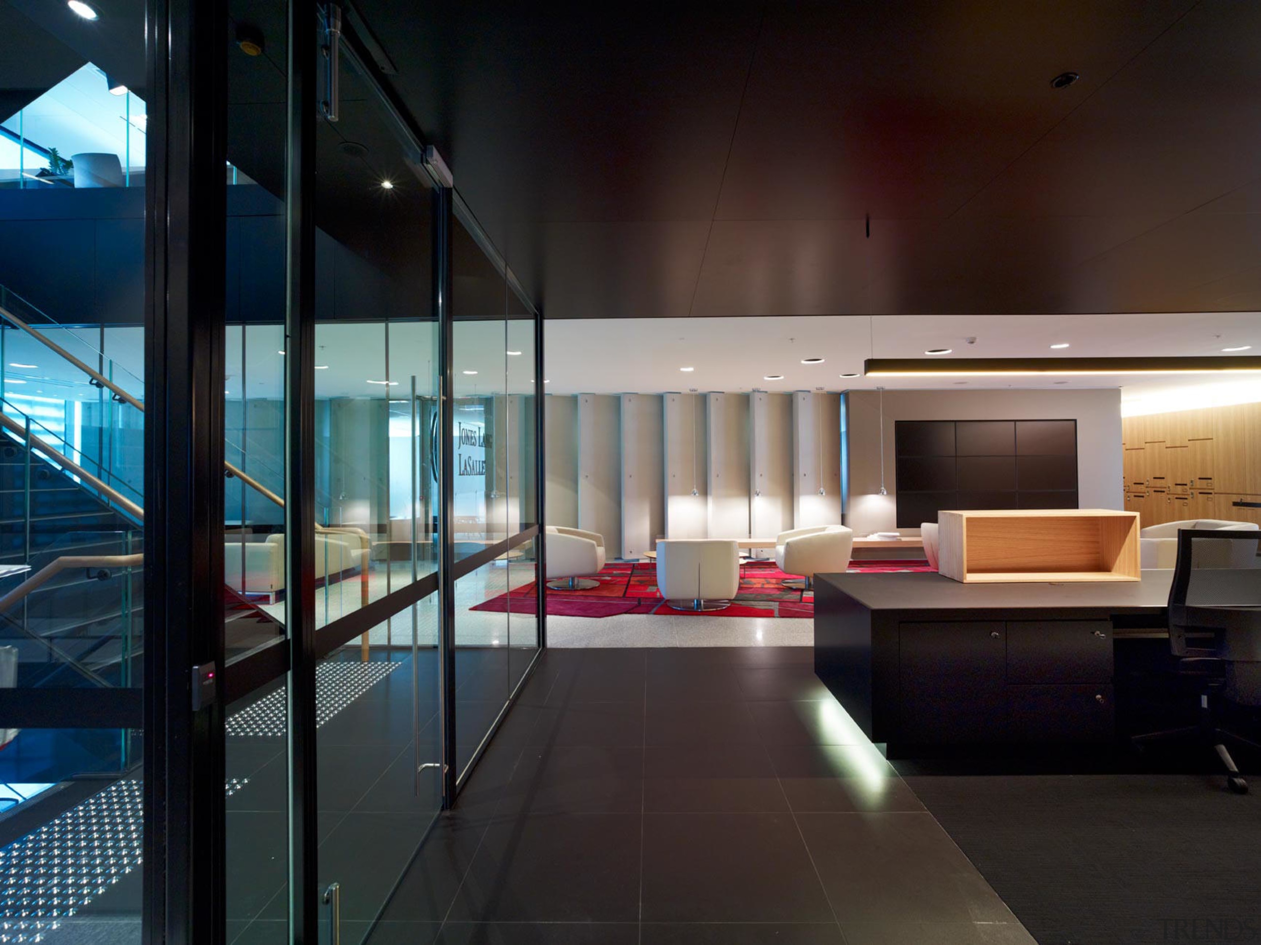 Office meeting area. - Office meeting area. - apartment, architecture, ceiling, daylighting, glass, house, interior design, lobby, black