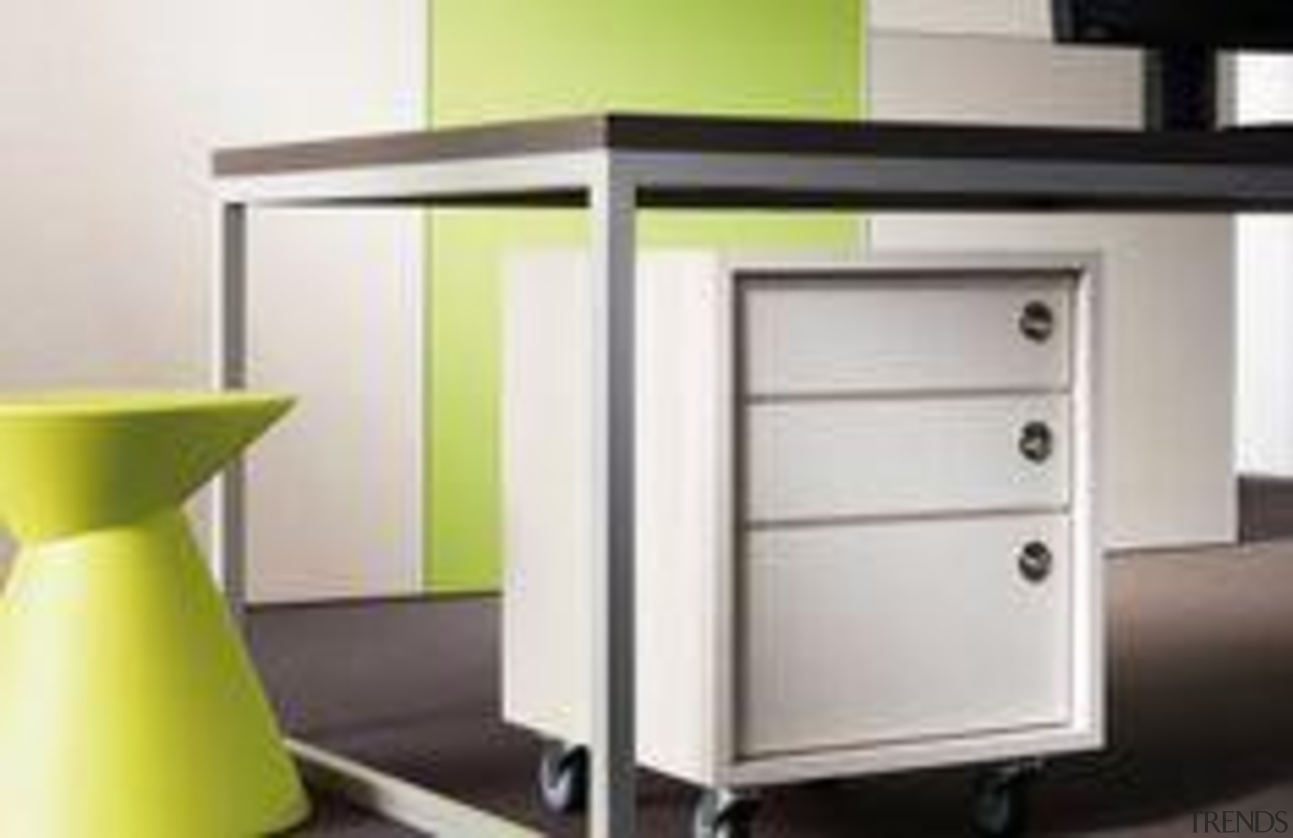 Wall featuring Melteca Bud and Cabinetry featuring Melteca chest of drawers, desk, drawer, furniture, product, table, white