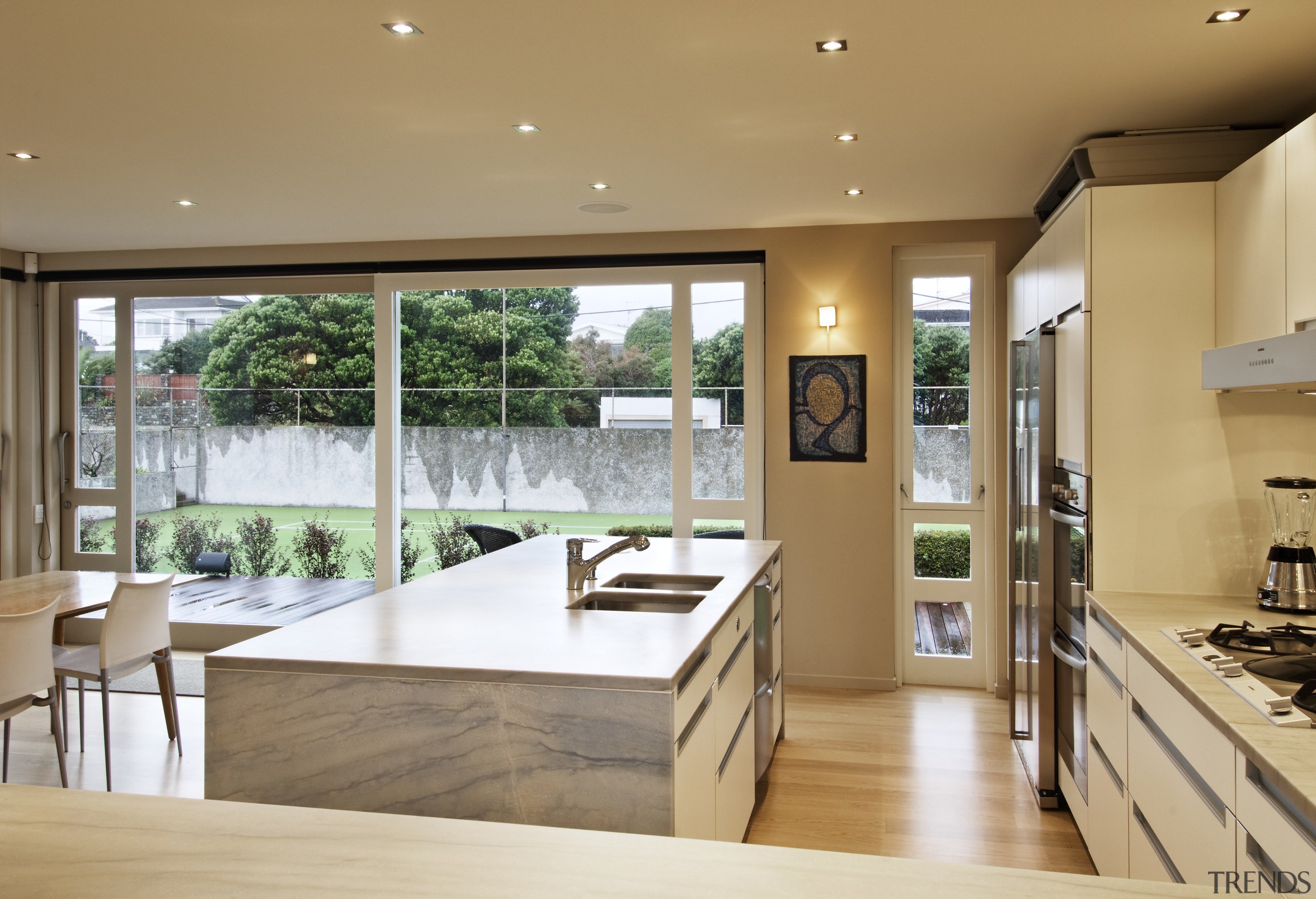 View of kitchen which has been designed by architecture, countertop, house, interior design, kitchen, real estate, window, orange, brown