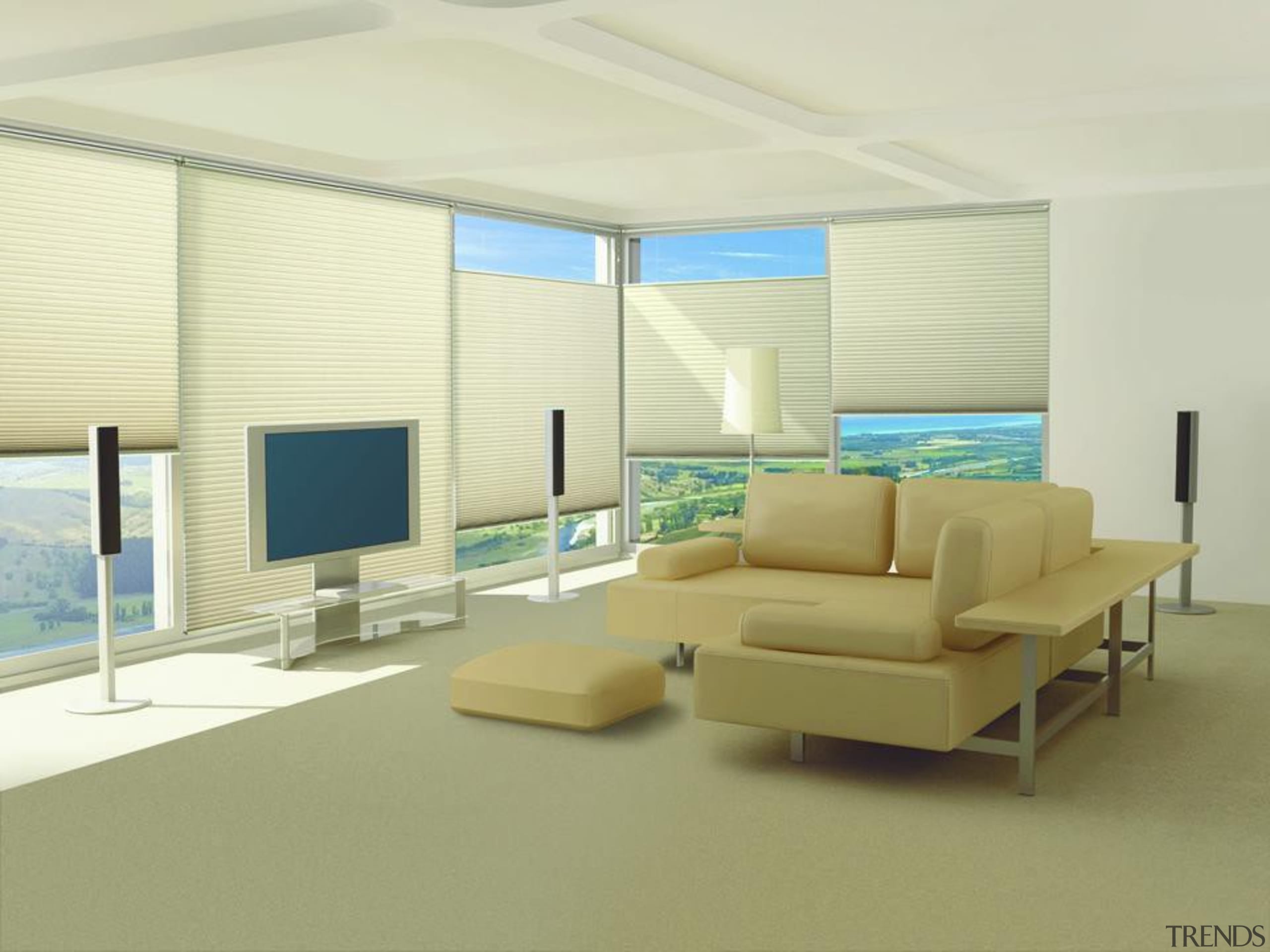 luxaflex duette shades - luxaflex duette shades - architecture, ceiling, daylighting, floor, interior design, living room, real estate, shade, wall, window, window blind, window covering, window treatment, yellow