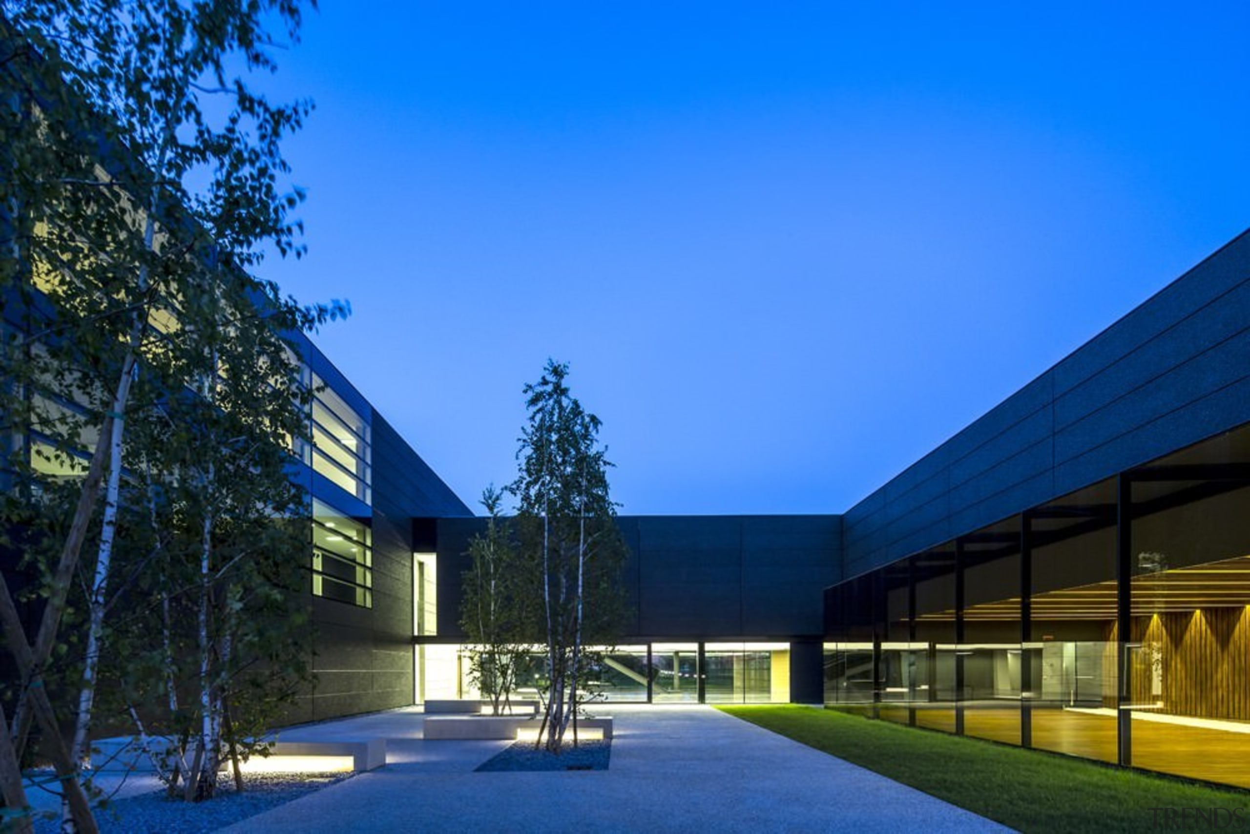 The new Faber headquarters designed by GEZA - architecture, building, campus, corporate headquarters, daytime, estate, facade, headquarters, home, house, property, real estate, residential area, roof, sky, blue