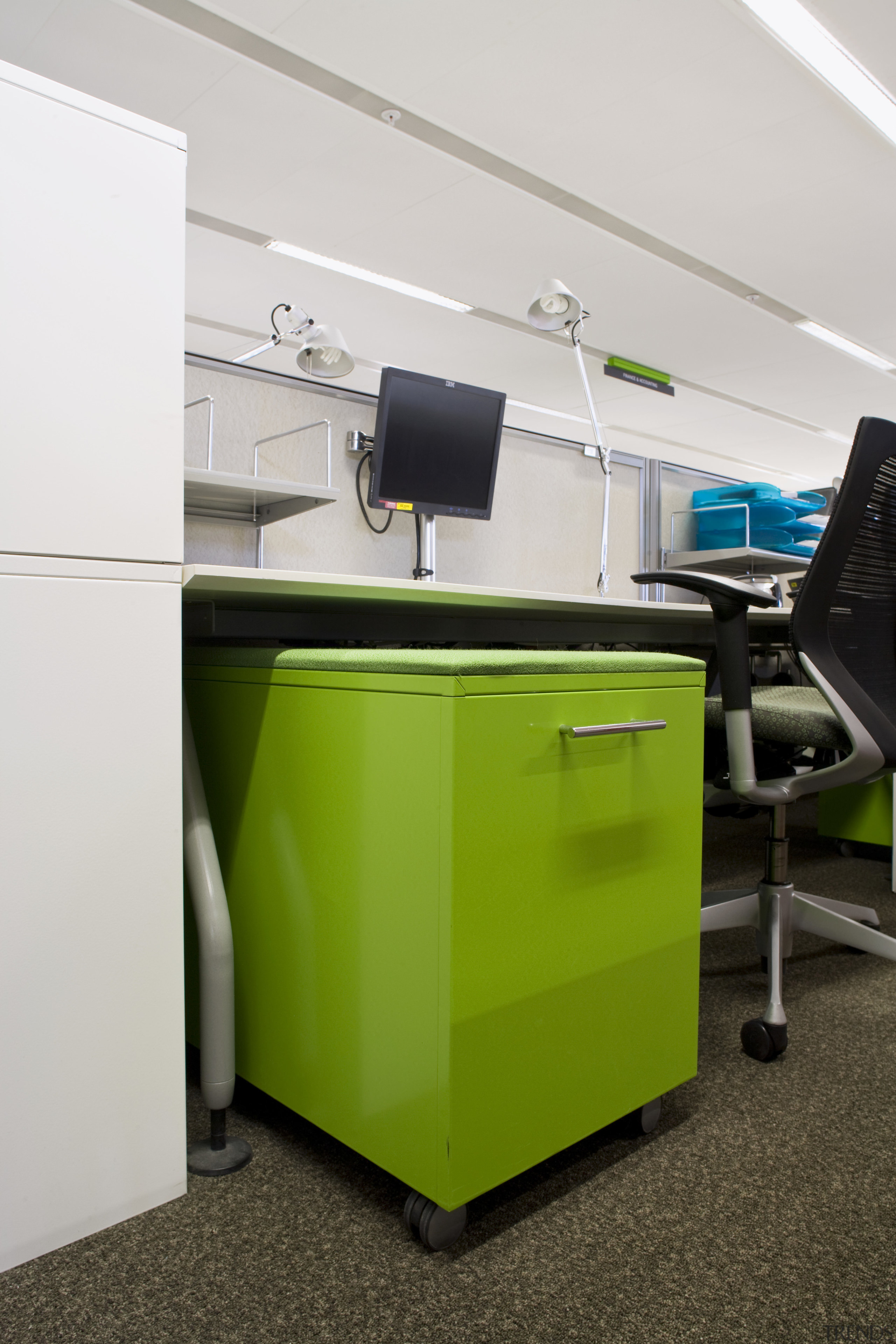 Images of the interior of the Bendigo Bank. desk, furniture, interior design, office, product, product design, white