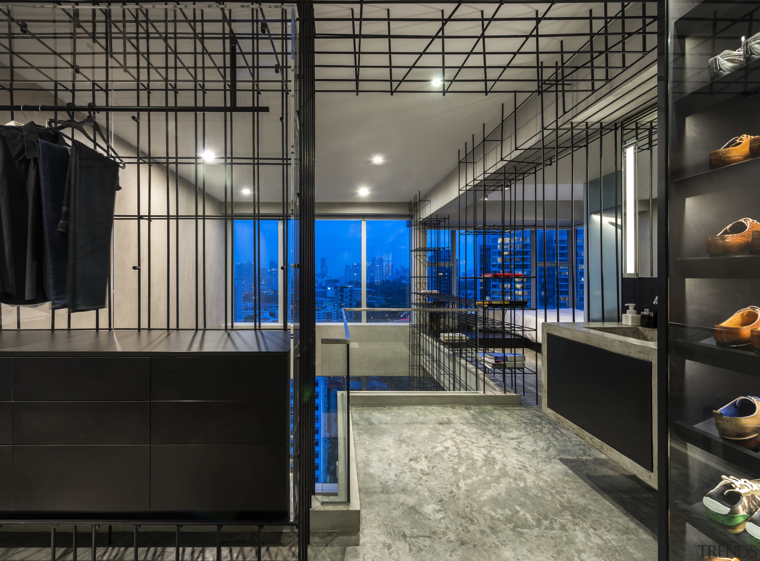 Due to the transparency of the interior, the interior design, black, gray