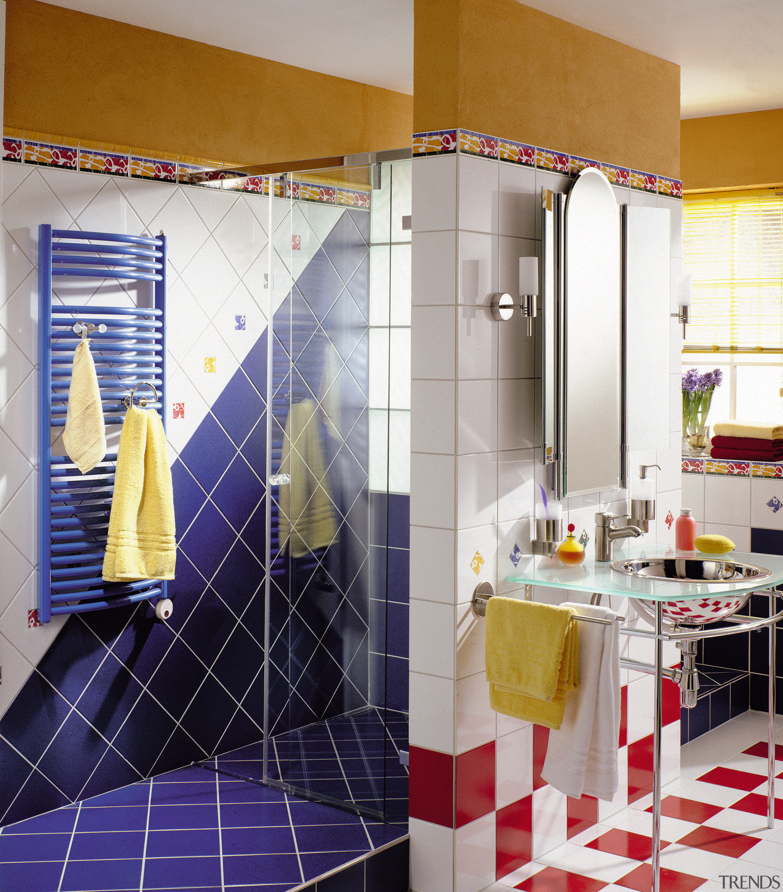 View of this contemporary bathroom - View of bathroom, flooring, home, interior design, kitchen, room, wall, gray