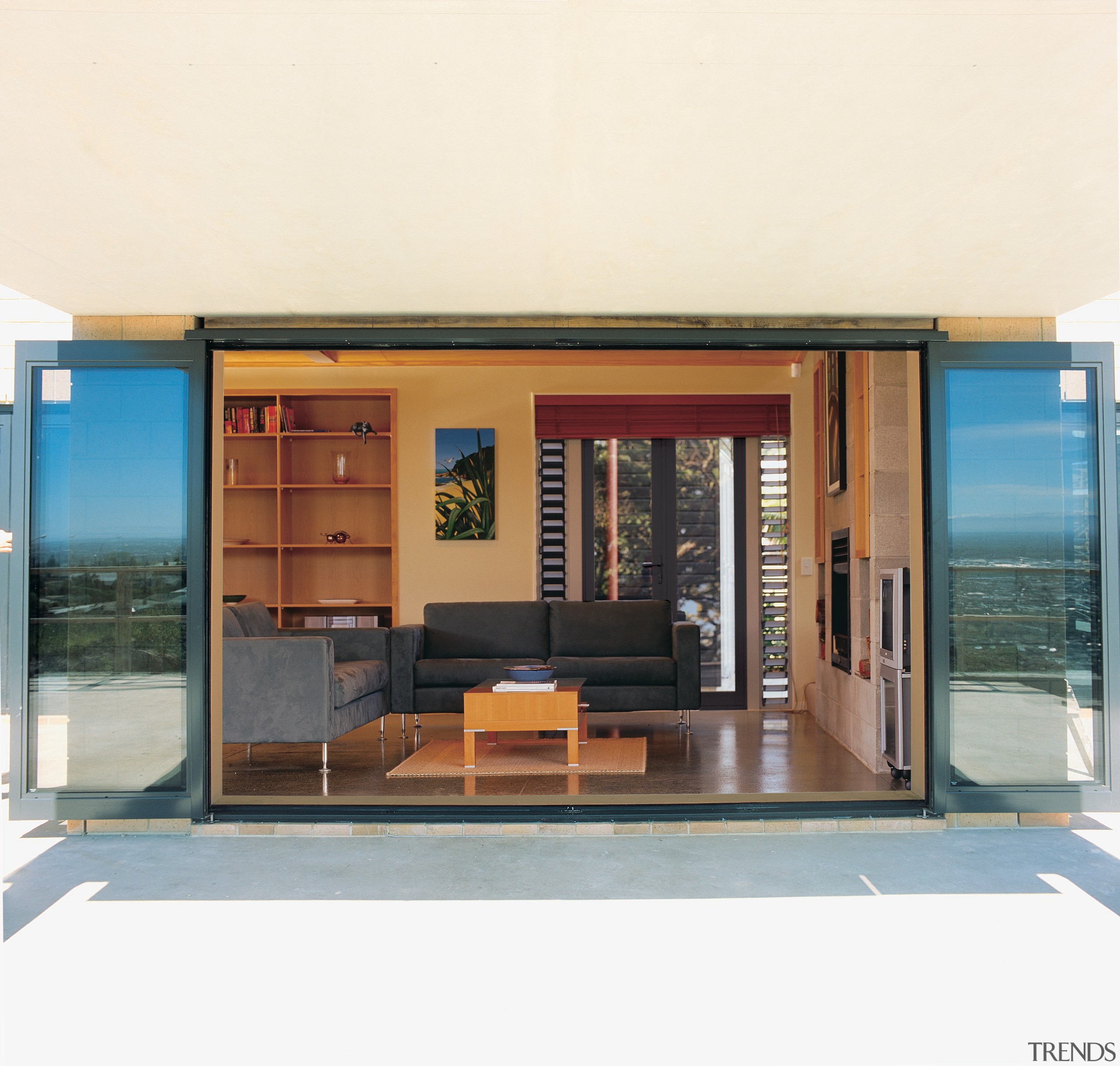 Foldback bifold doors open into living room - door, house, window, white