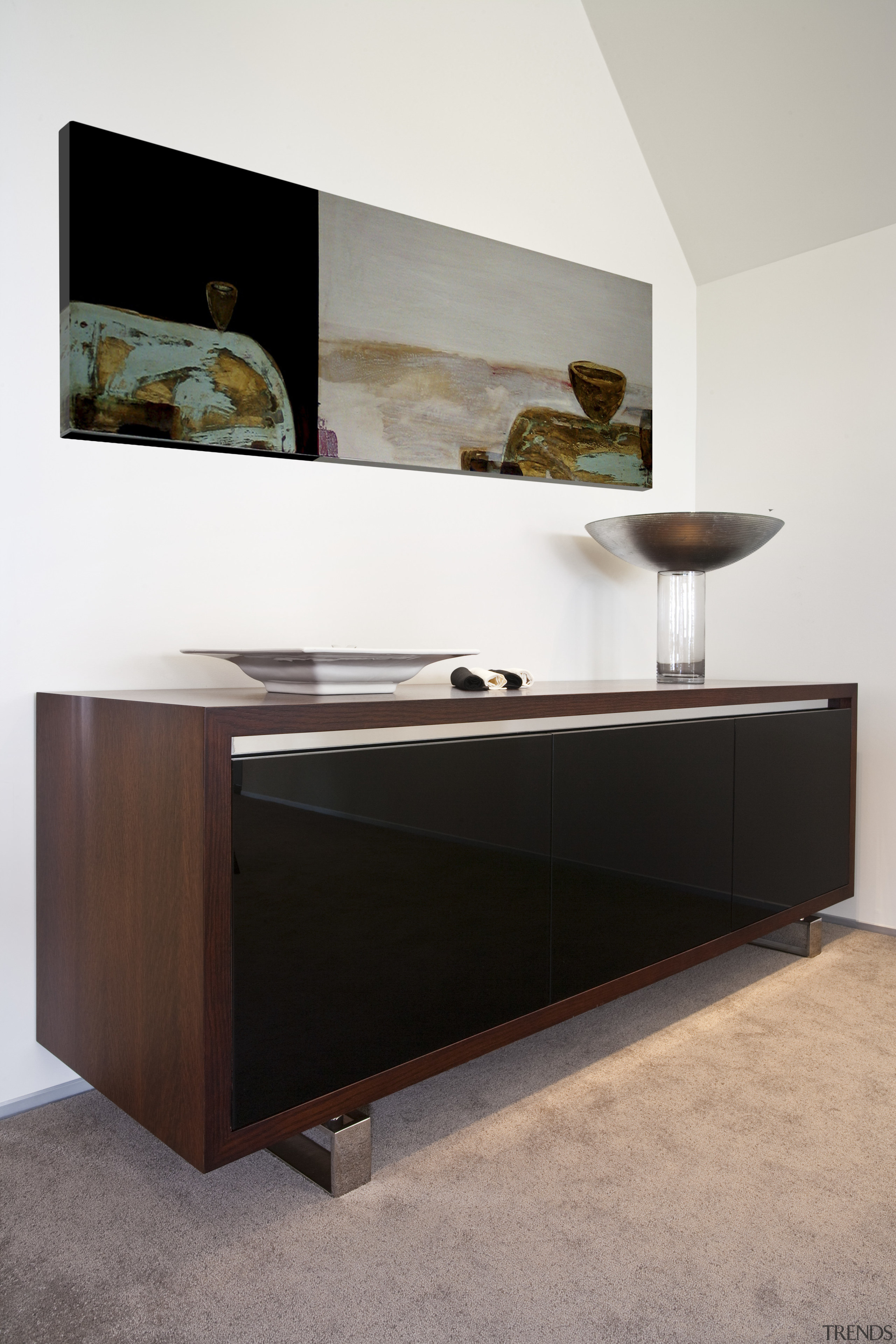 View of home refurbished by interior designer Suzanne chest of drawers, coffee table, furniture, interior design, product design, sideboard, table, white