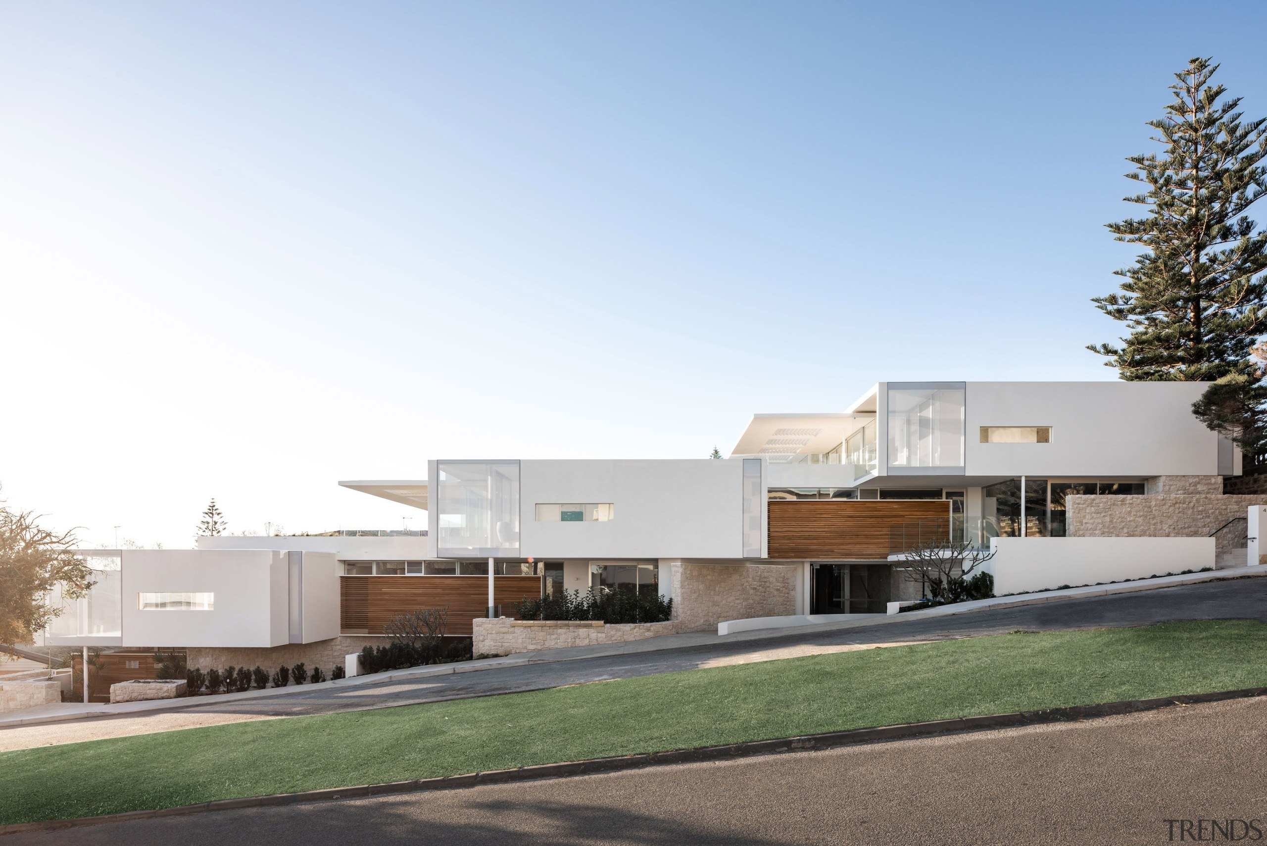 Runner-up – Banham Architects – 2018 TIDA Australia architecture, building, corporate headquarters, elevation, facade, home, house, property, real estate, residential area, white