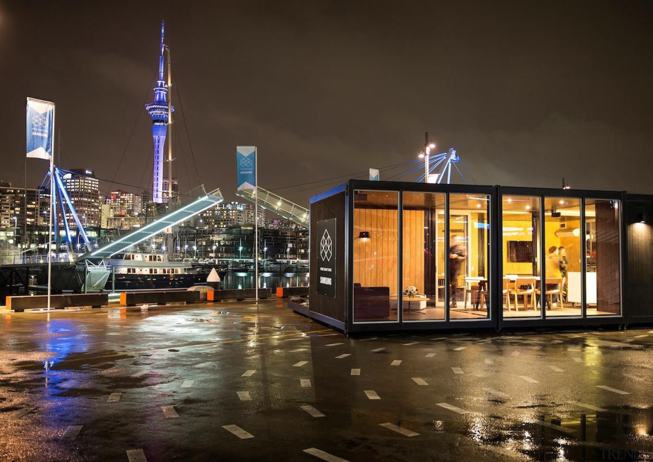 Samsung Electronics New Zealand has revealed its Home city, cityscape, downtown, metropolis, night, reflection, black