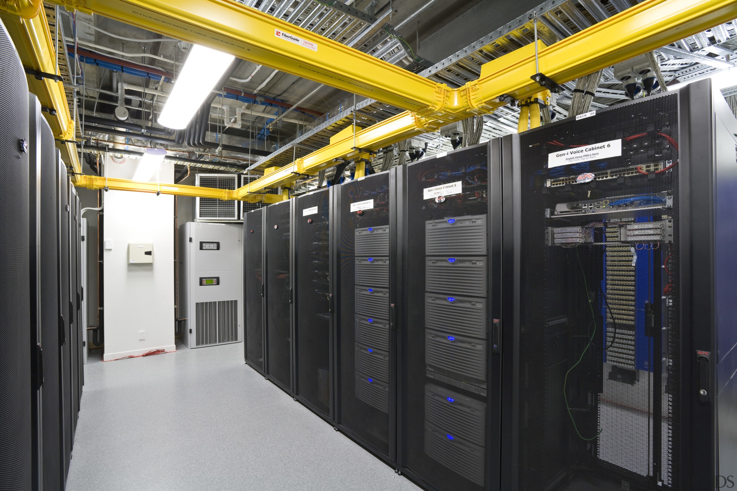 view of the data centre at the Westpac computer, computer case, computer network, electronic device, public transport, server, technology, black, gray