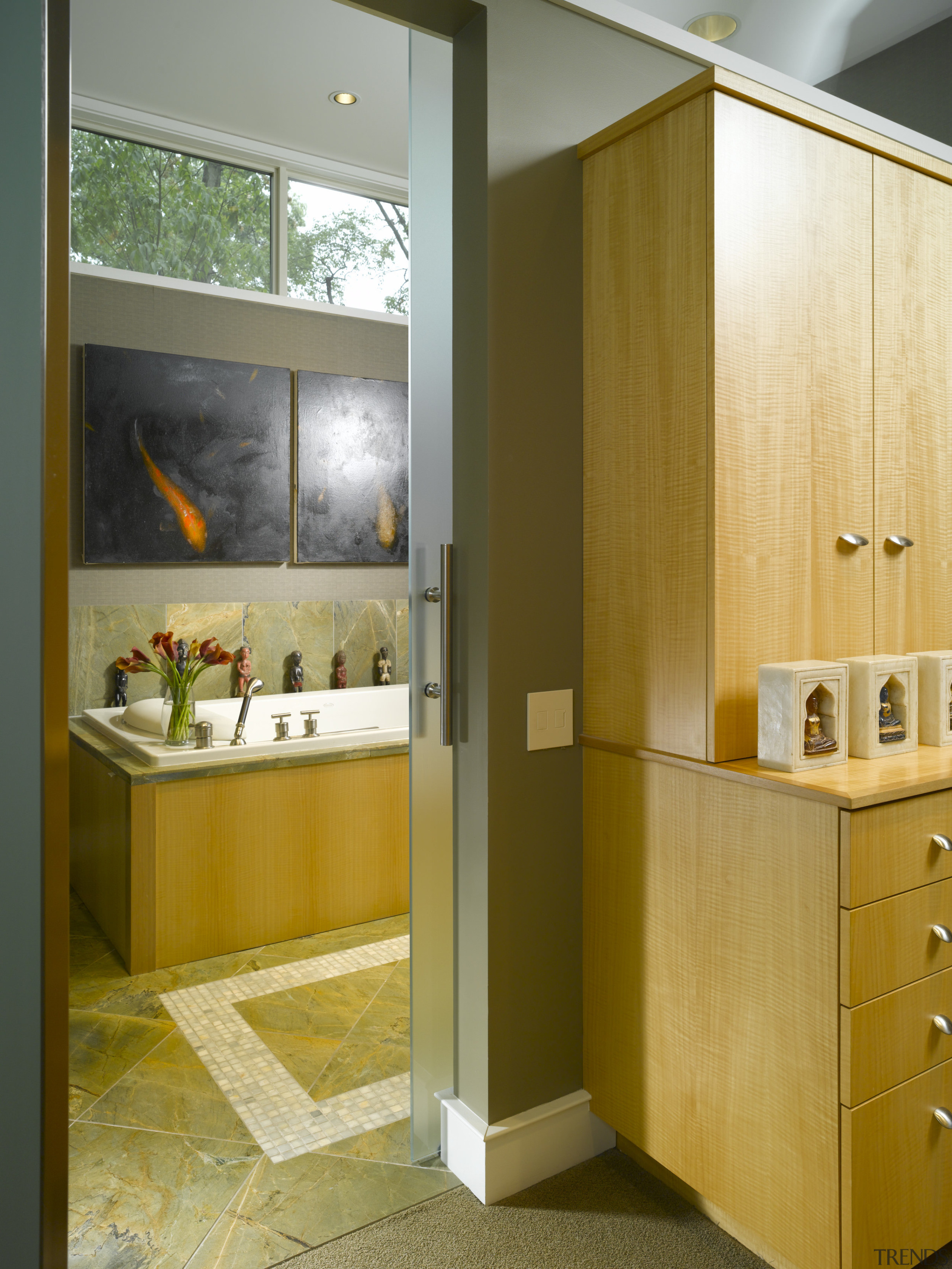 A view of this bathroom featuring a pearwood bathroom, bathroom accessory, cabinetry, countertop, interior design, kitchen, room, brown, orange