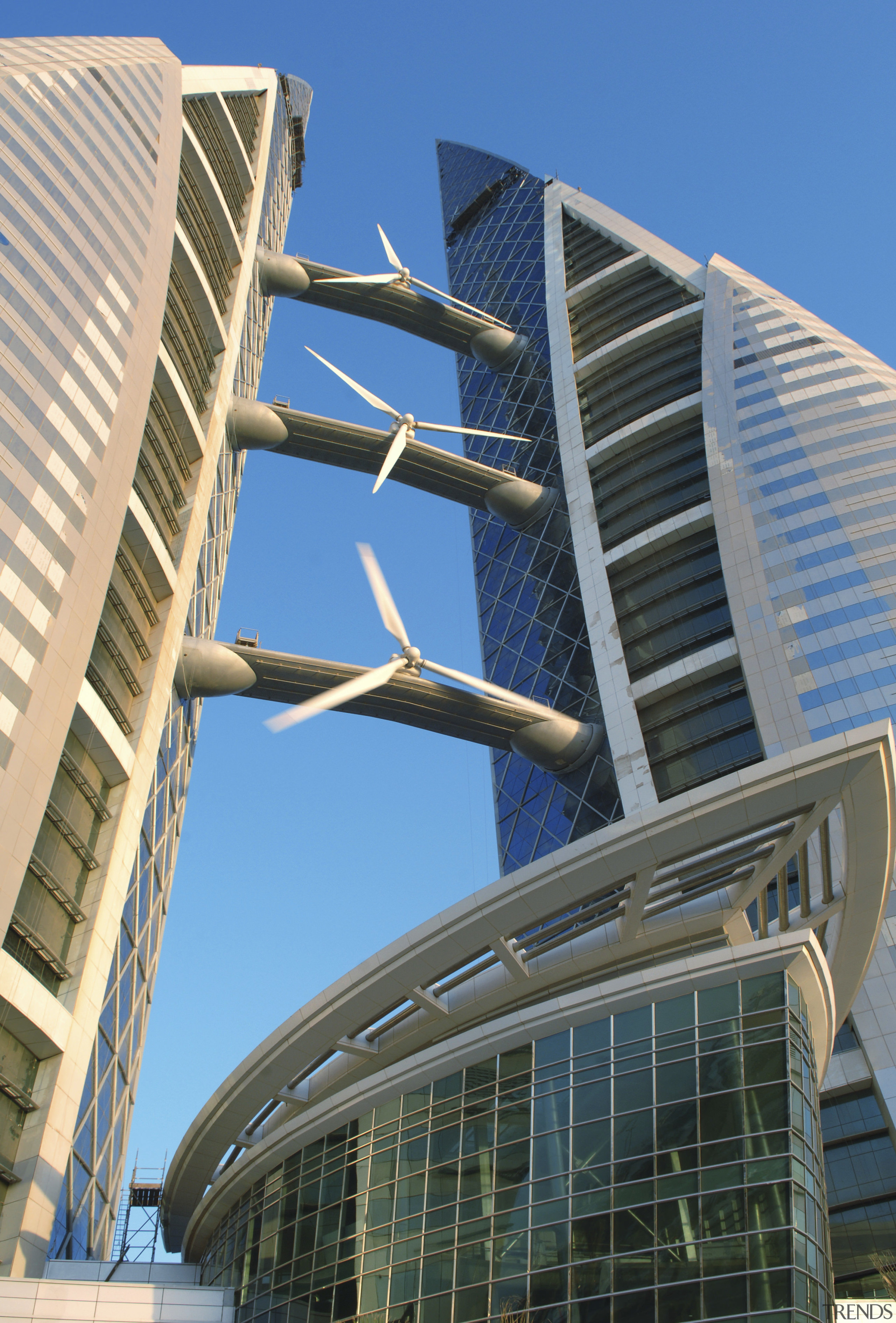 The new Bahrain world Trade Centre meets up architecture, building, commercial building, condominium, corporate headquarters, daylighting, daytime, facade, headquarters, landmark, line, metropolis, metropolitan area, mixed use, sky, skyscraper, structure, tower block, urban area, teal