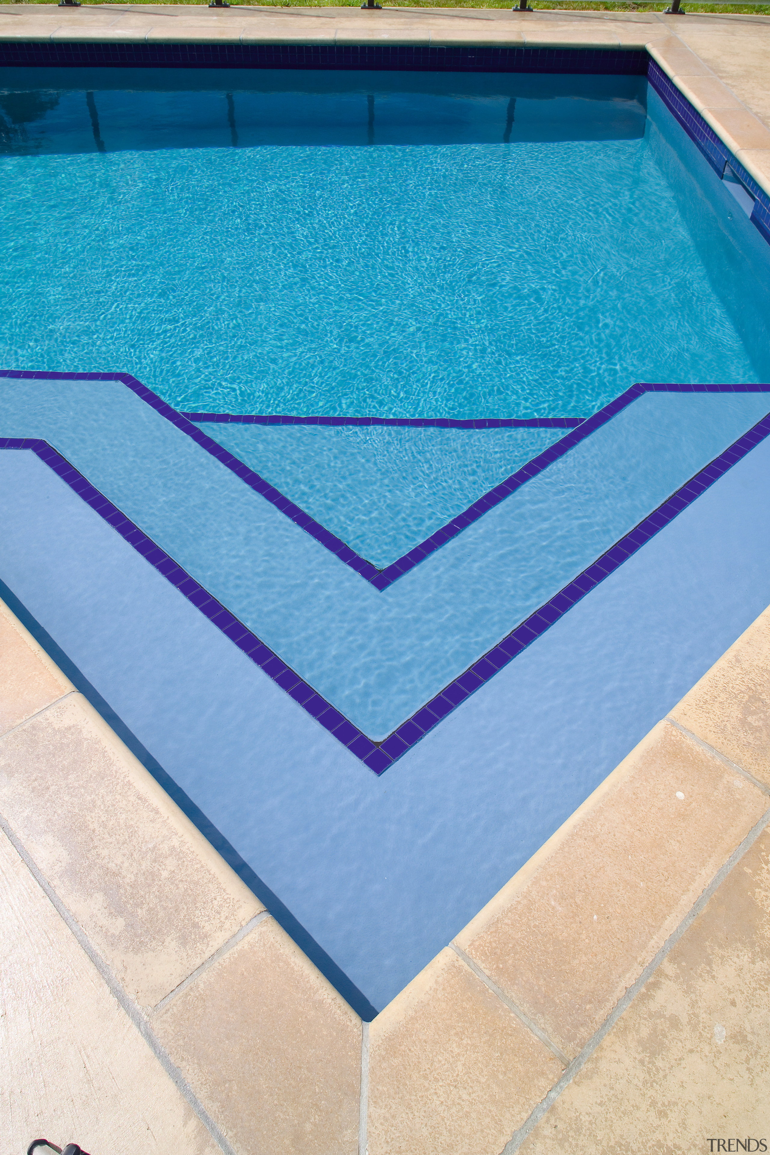 View of this concrete pool designed and manufactured angle, aqua, area, azure, blue, daylighting, floor, flooring, line, swimming pool, turquoise, teal