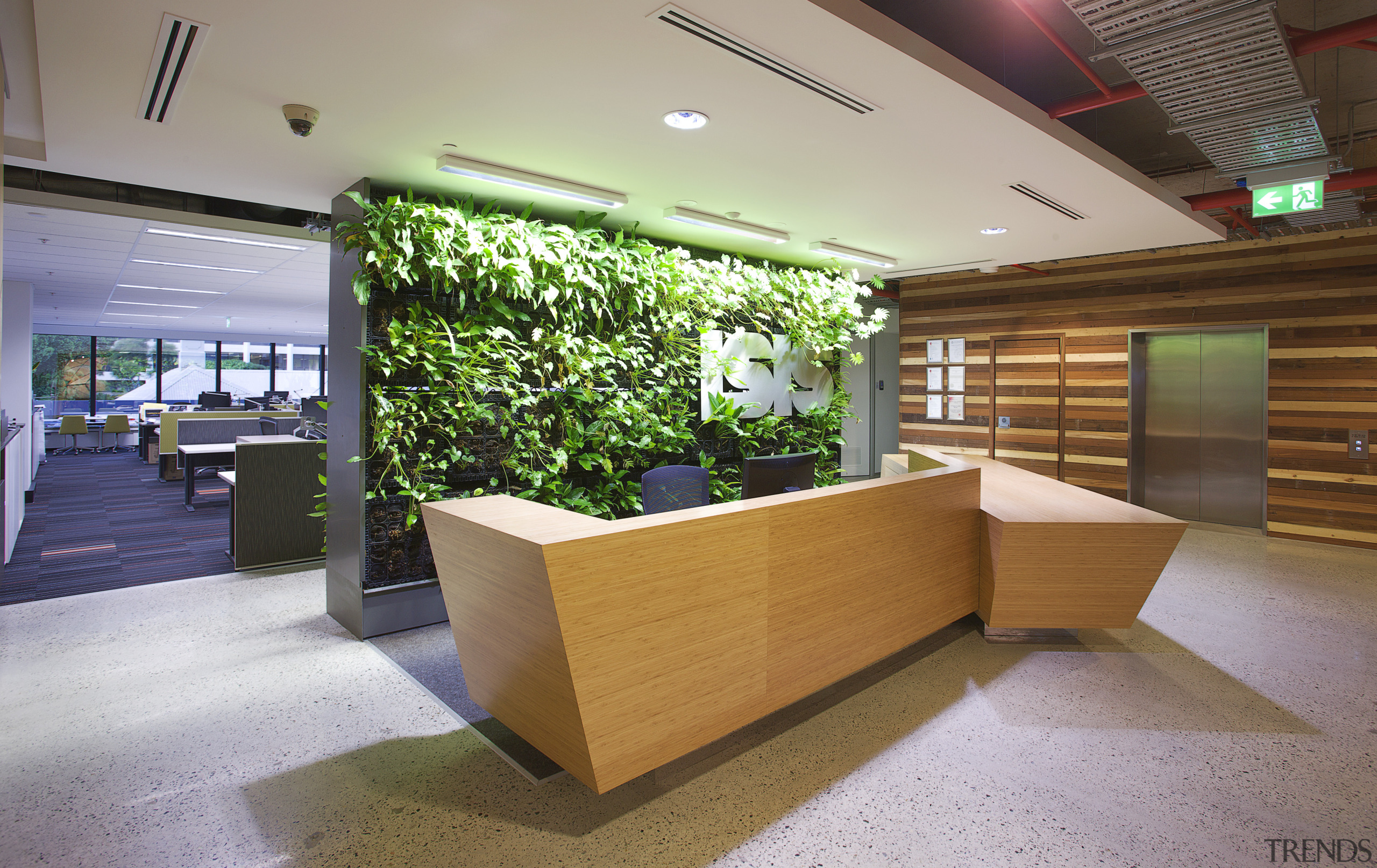 Interior with wooden reception area... Gallery 9 Trends