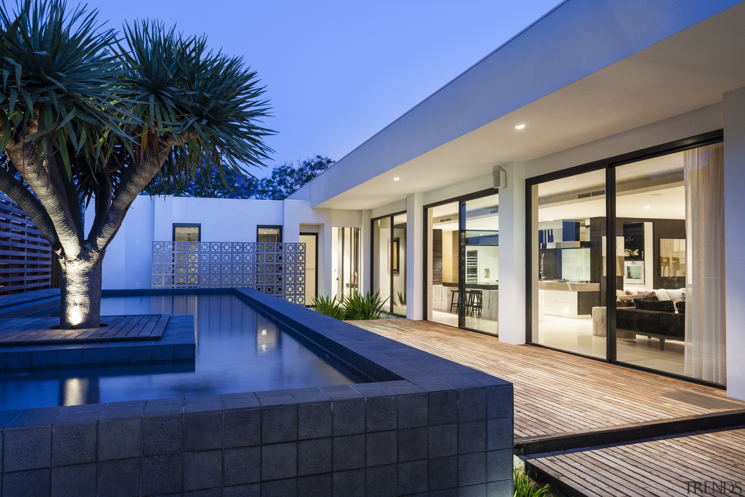 This new house opens up to a large apartment, architecture, condominium, estate, home, house, interior design, penthouse apartment, property, real estate, resort, swimming pool, villa, window, blue