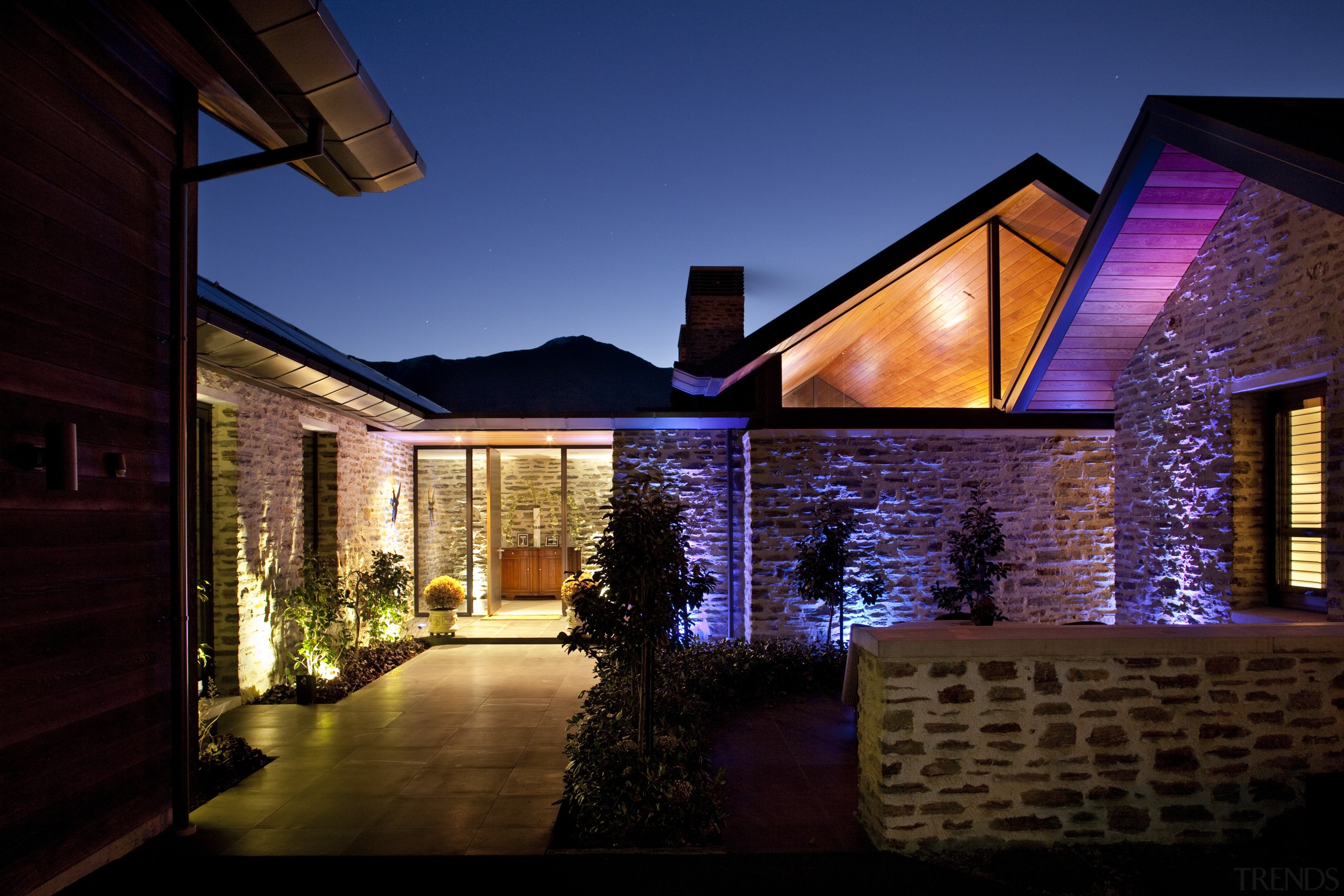 Nz2812 Mason And Wales 0123299 - architecture | architecture, cottage, estate, evening, facade, home, house, landscape lighting, light, lighting, night, property, real estate, residential area, roof, siding, sky, window, black