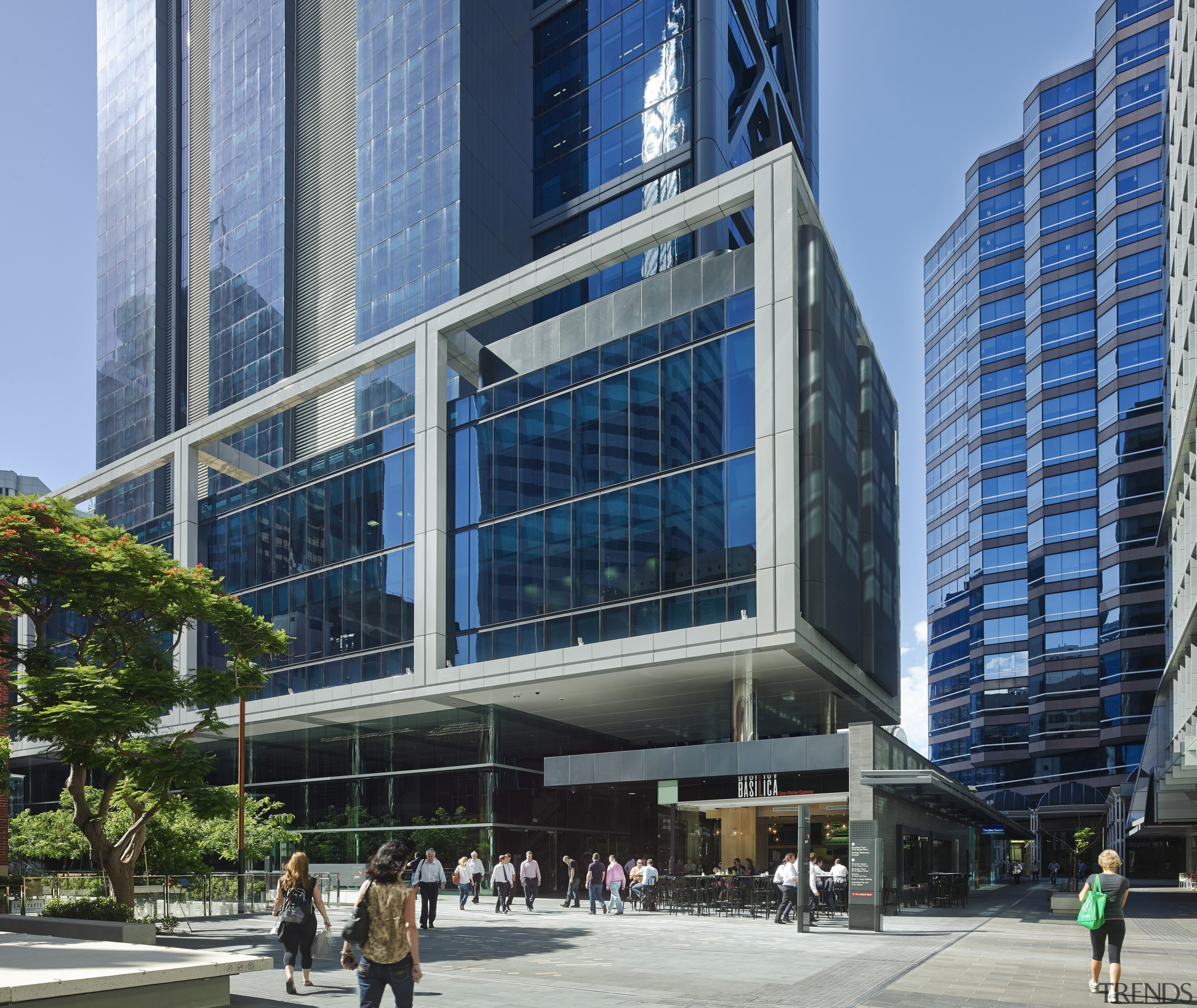 Brookfield Place is a new mixed-use development in architecture, building, city, commercial building, condominium, corporate headquarters, daytime, downtown, facade, headquarters, metropolis, metropolitan area, mixed use, real estate, sky, skyscraper, tower block, urban area, gray