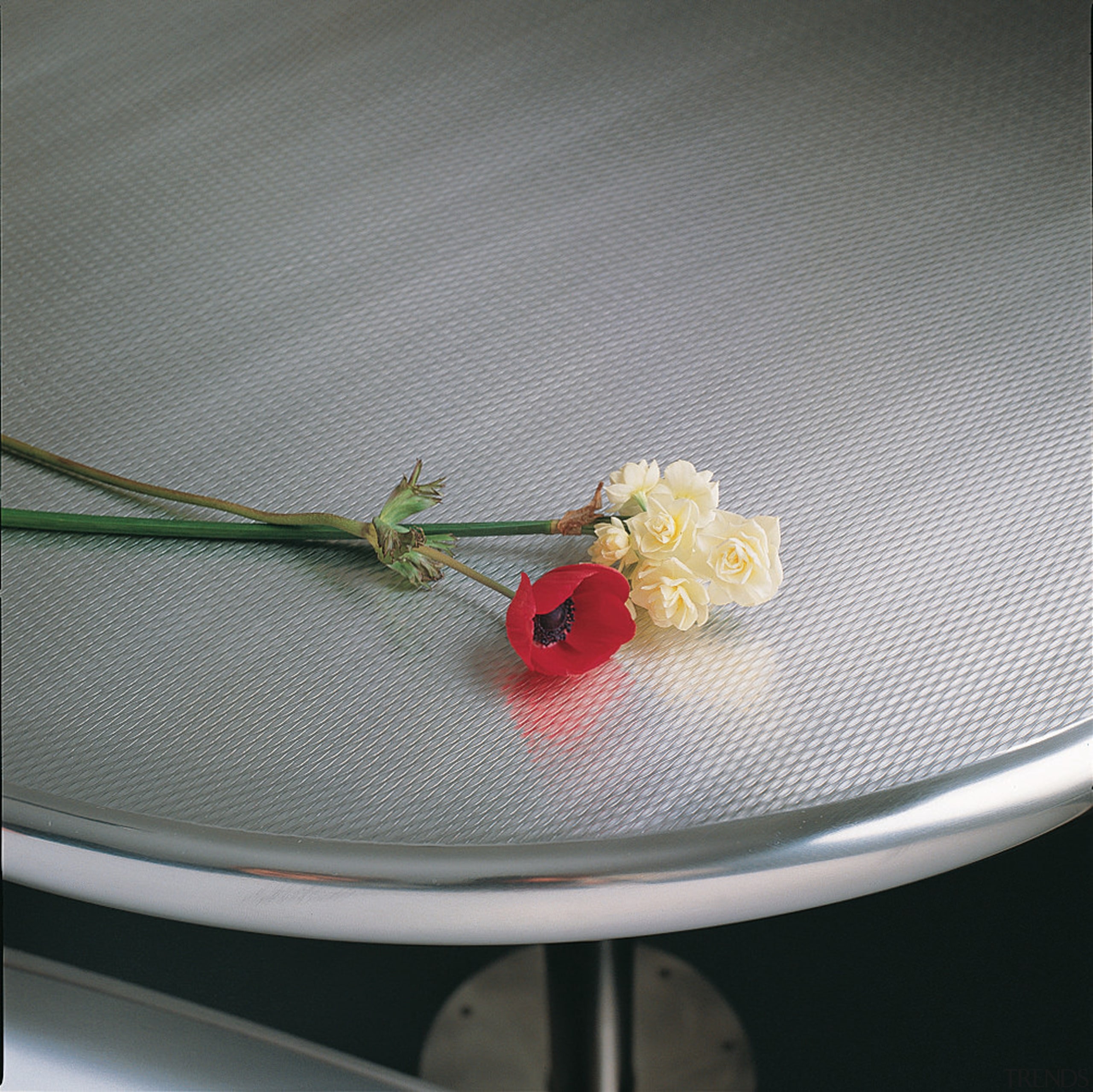 An example of the different textured stainless steel flower, gray