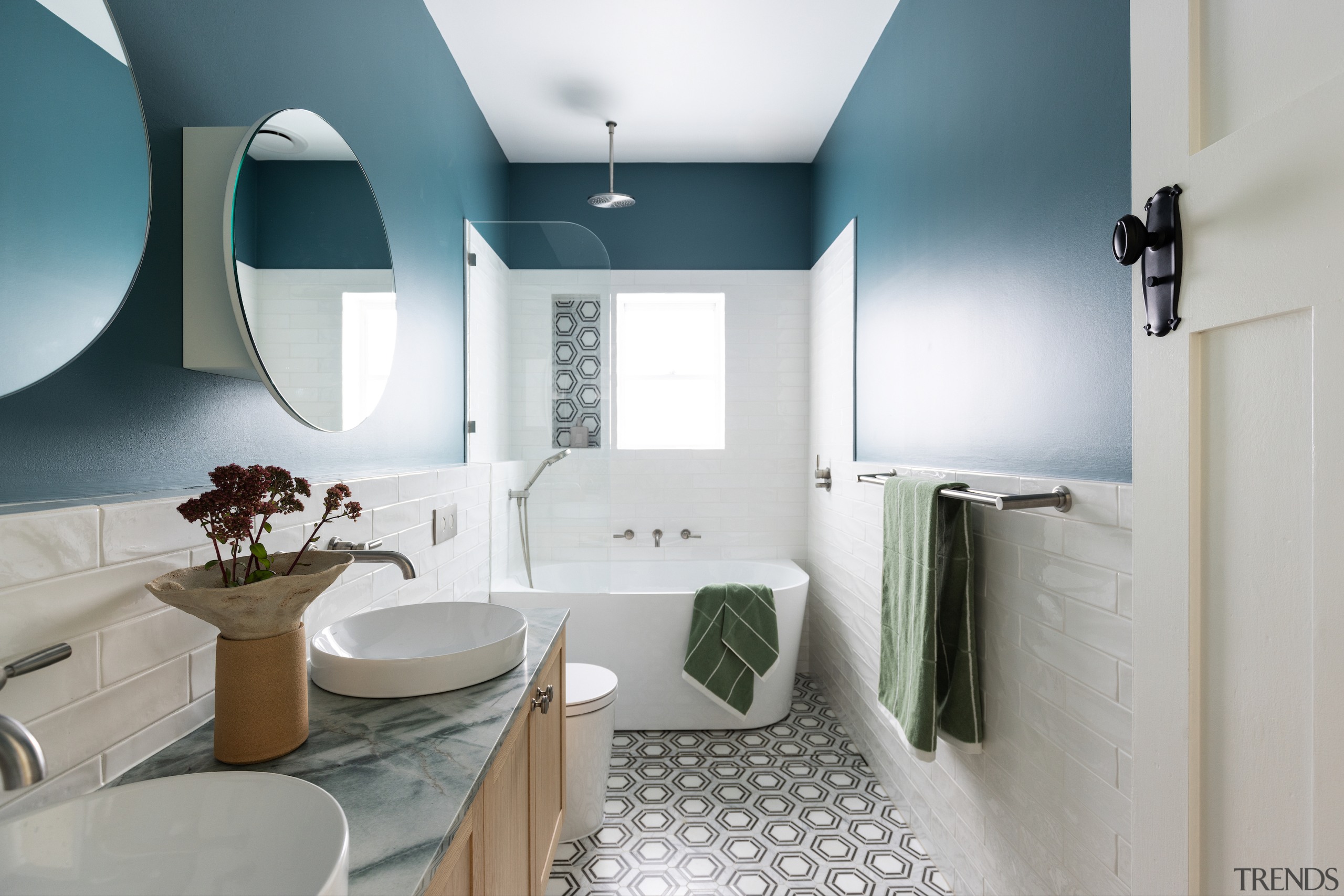 The new layout placed the freestanding bath under 