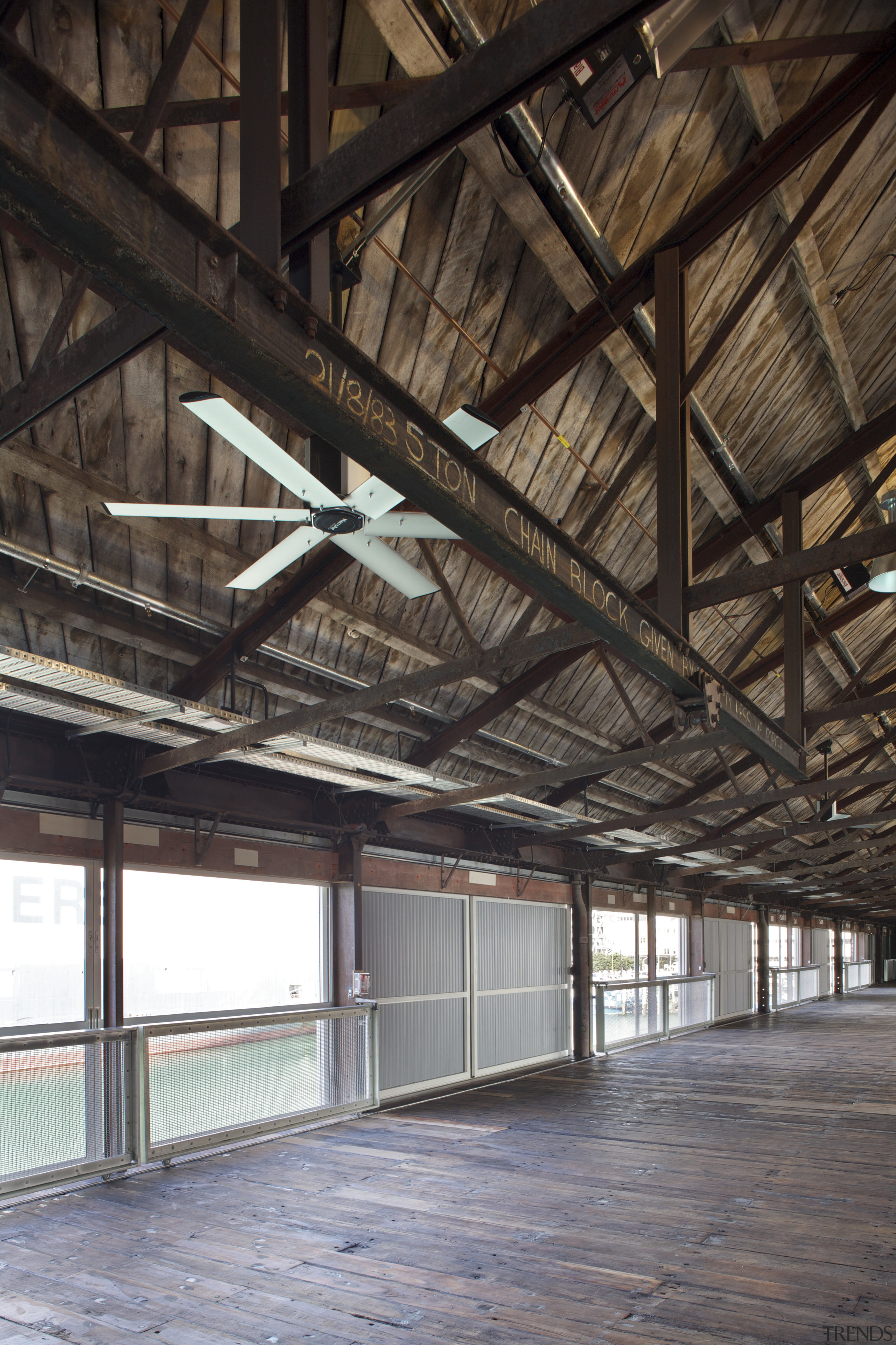 Quantity surveyor Maltbys work on Shed 10 - architecture, beam, daylighting, structure, wood, black, gray