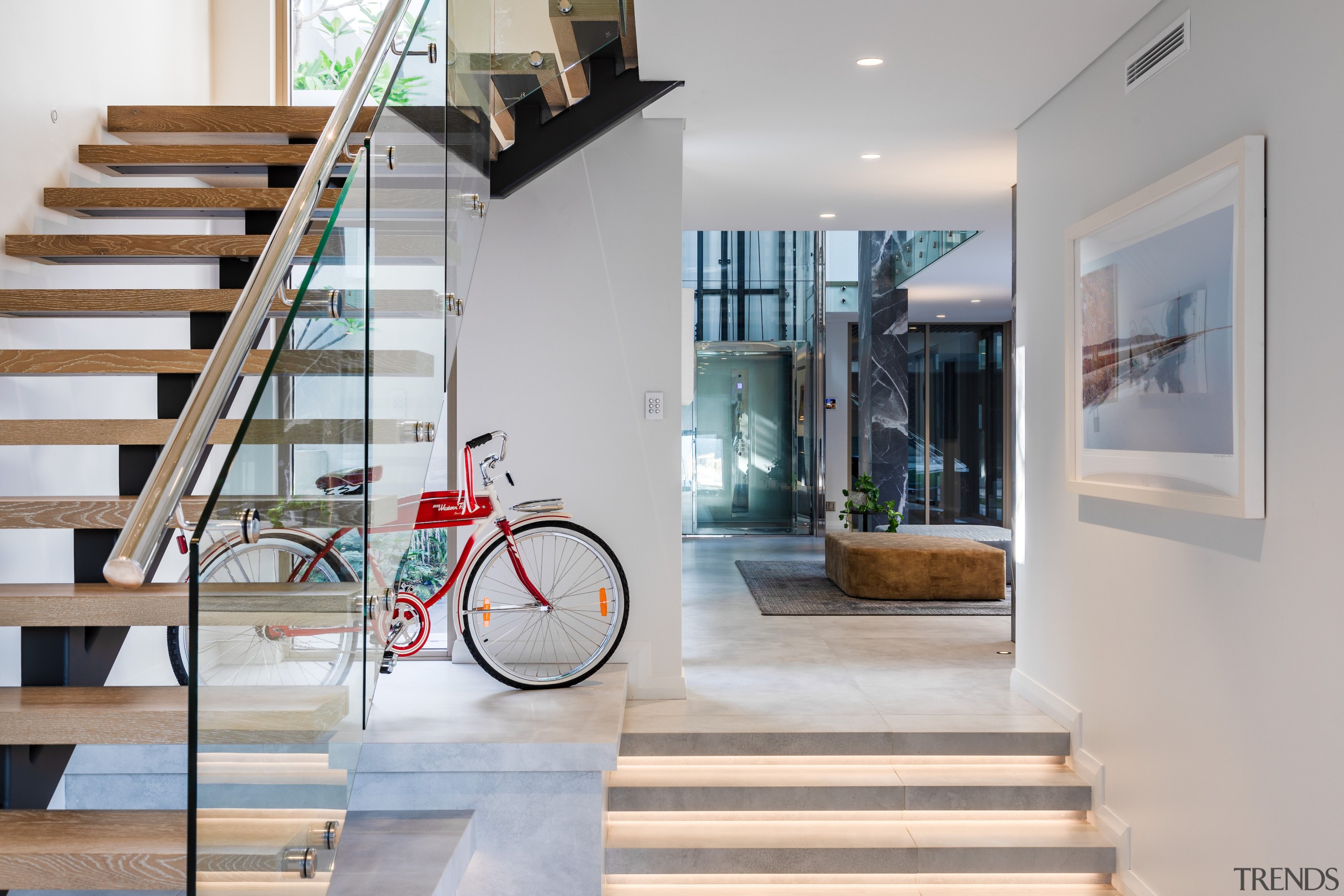 Looking from the stairwell to the new lift, 