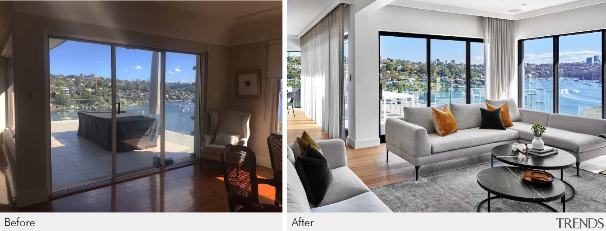 Before and after – reworked windows/doors and window 